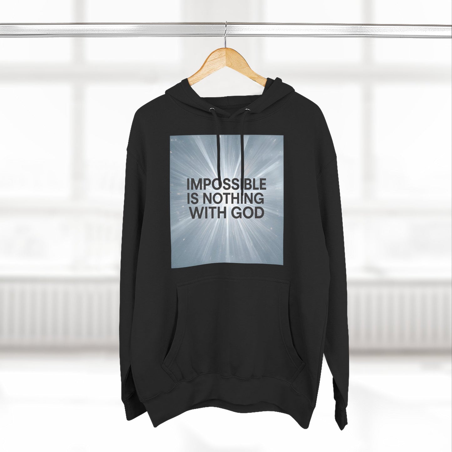 Inspirational Fleece Hoodie - Impossible is Nothing with God, Cozy Sweatshirt for Faith, Spirituality, Gift for Religious Friends.