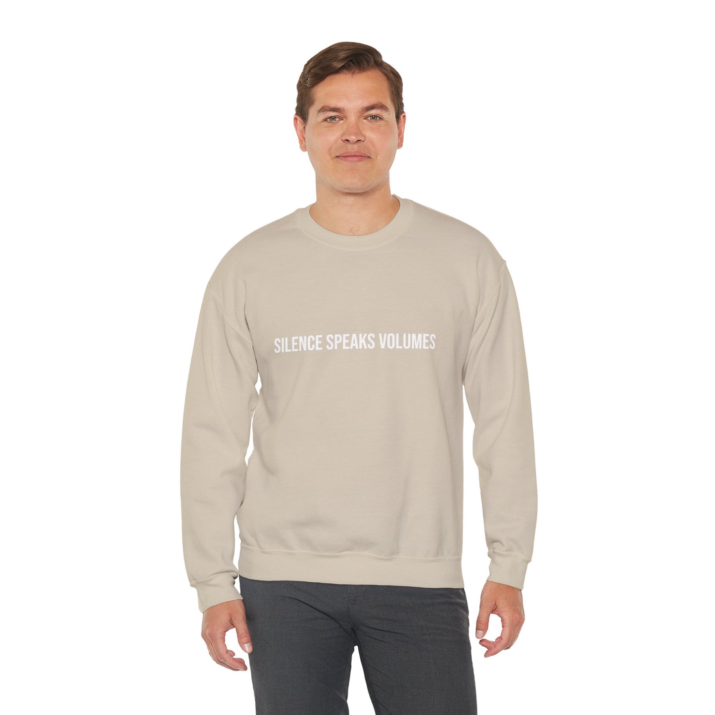 Unisex Heavy Blend™ Crewneck Sweatshirt - Silence Speaks Volumes, Cozy Casual Wear, Inspirational Gift.
