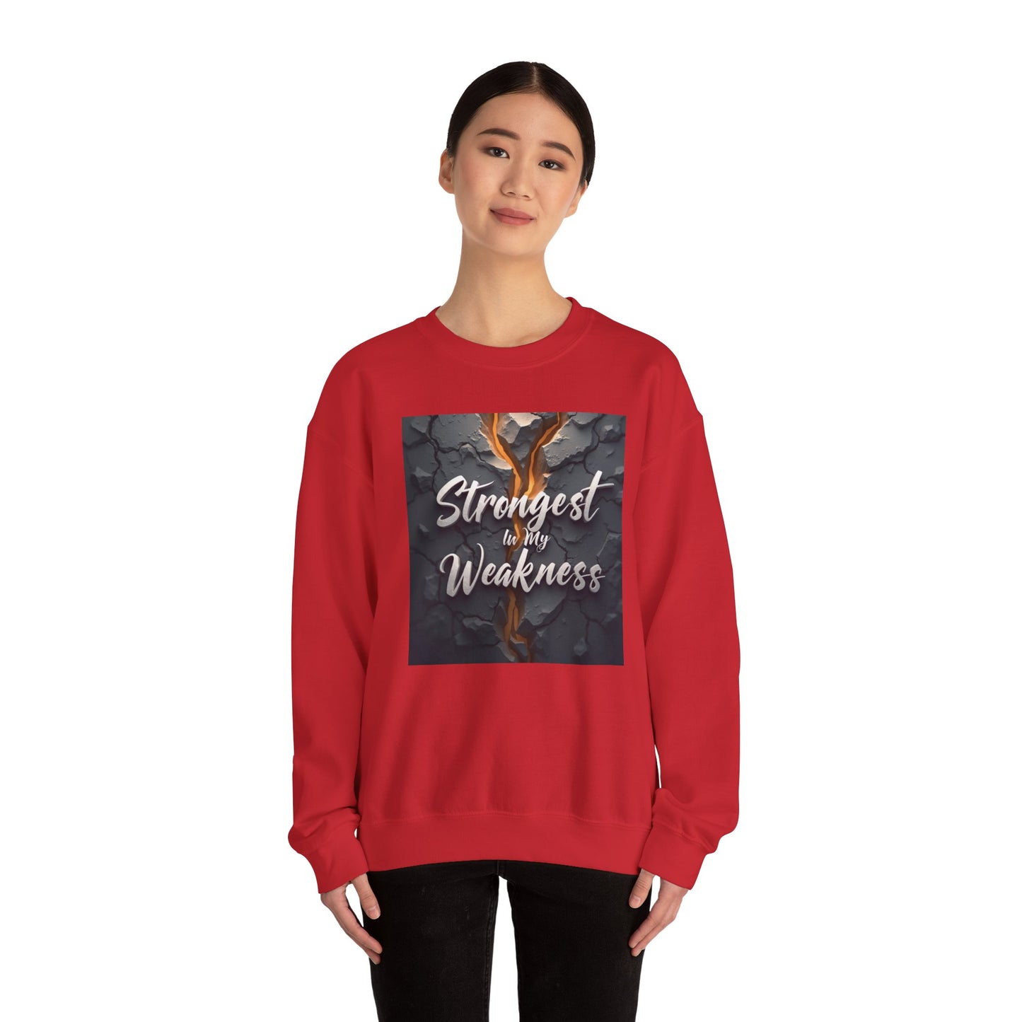 Strongest in My Weakness Sweatshirt | Cozy Unisex Crewneck | Inspirational Gift for Friends, Self-Care, Motivational Wear, Warm Layer