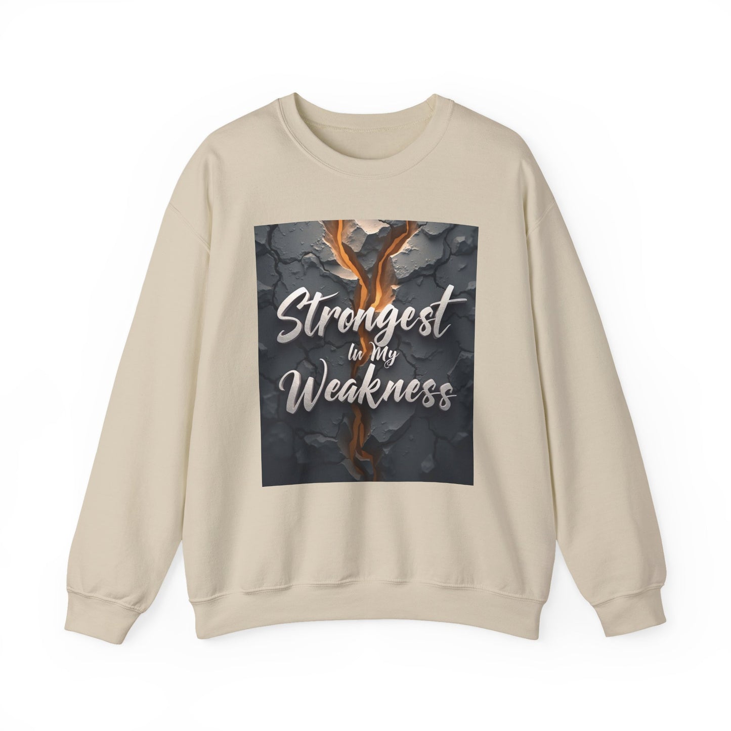 Inspirational Crewneck Sweatshirt - ‘Strongest to My Weakness’ | Cozy Gift, Motivational Wear, Unisex Apparel, Self-Care, Casual Style