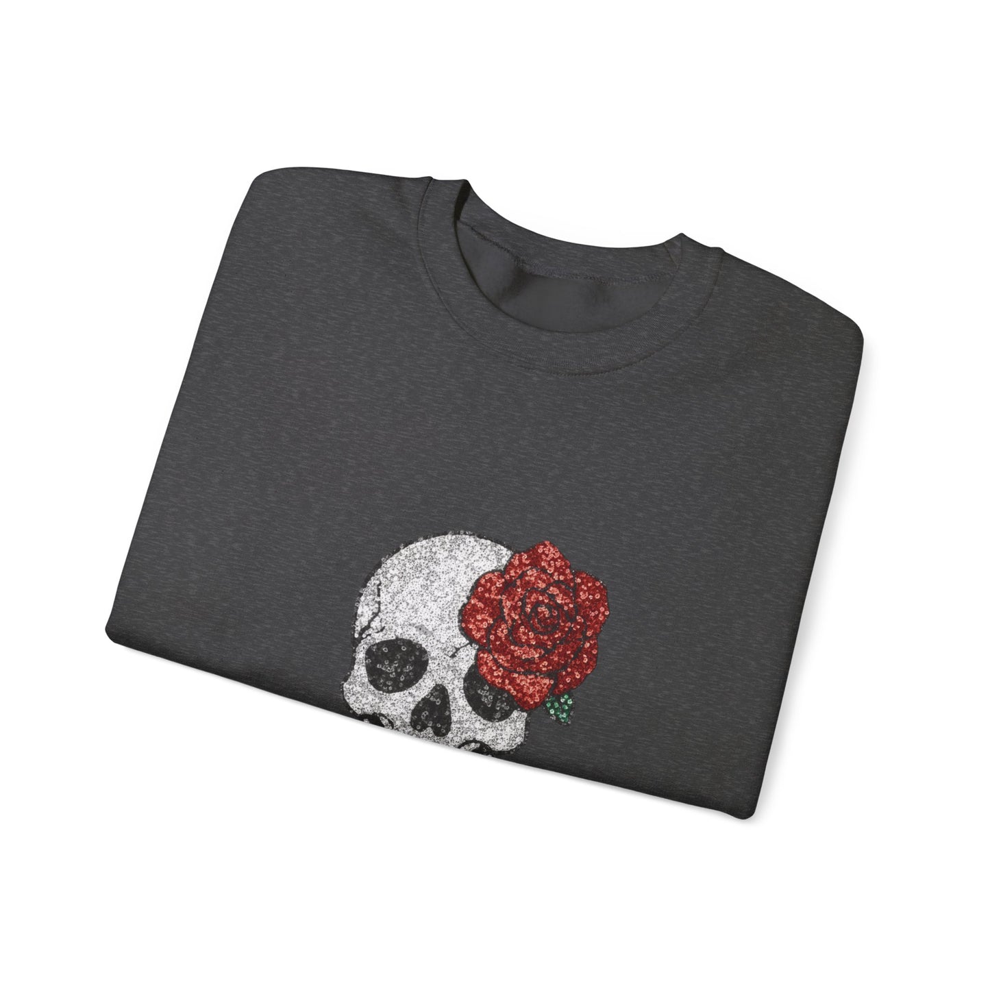 Skull & Roses Sweatshirt - Unisex Heavy Blend Crewneck, Perfect for Halloween, Casual Wear, and Unique Gifts