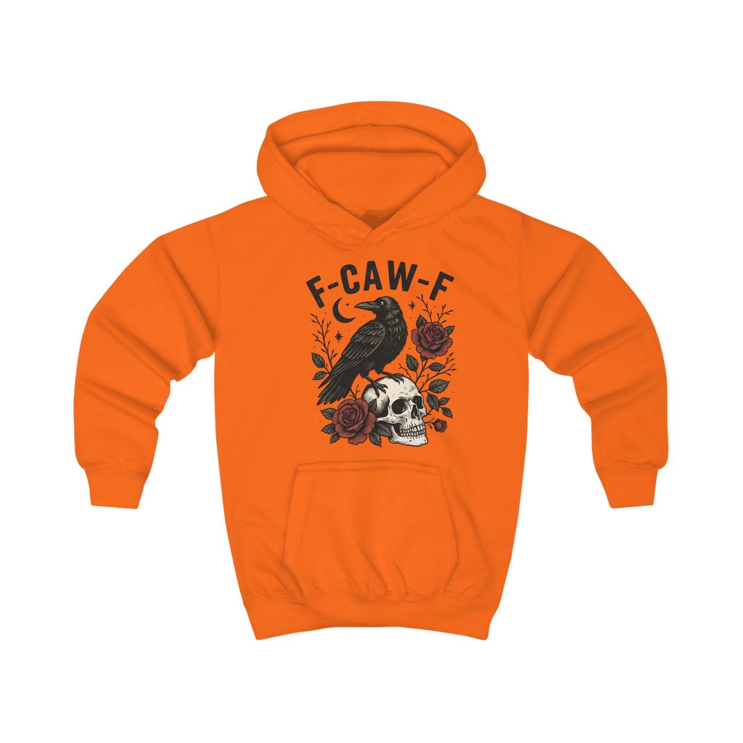 Cool Raven Kids Hoodie - F-CAW-F Design, Perfect for Halloween, Gift for Boys/Girls, Cozy Sweatshirt, Everyday Casual Wear