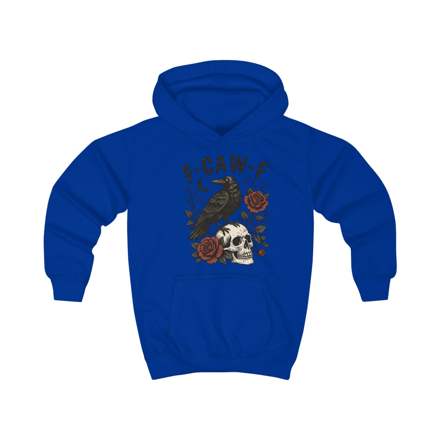 Cool Raven Kids Hoodie - F-CAW-F Design, Perfect for Halloween, Gift for Boys/Girls, Cozy Sweatshirt, Everyday Casual Wear