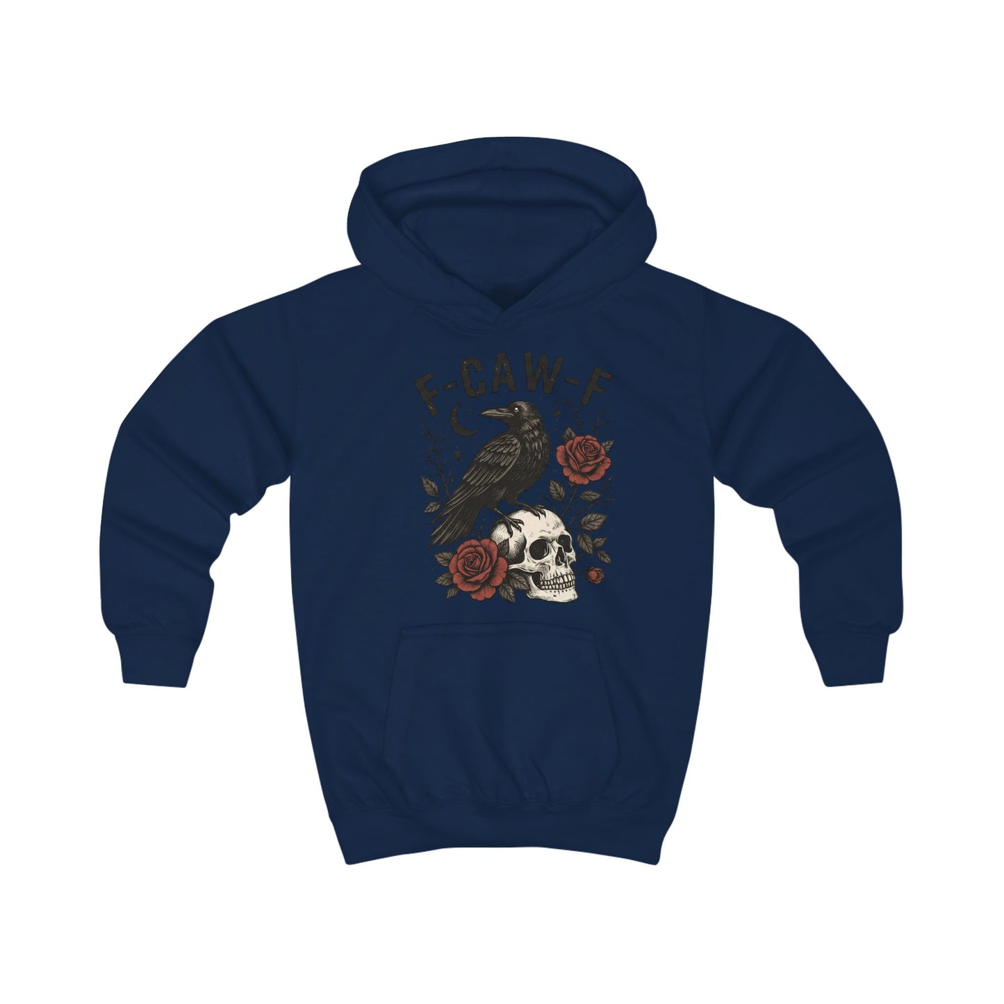 Cool Raven Kids Hoodie - F-CAW-F Design, Perfect for Halloween, Gift for Boys/Girls, Cozy Sweatshirt, Everyday Casual Wear