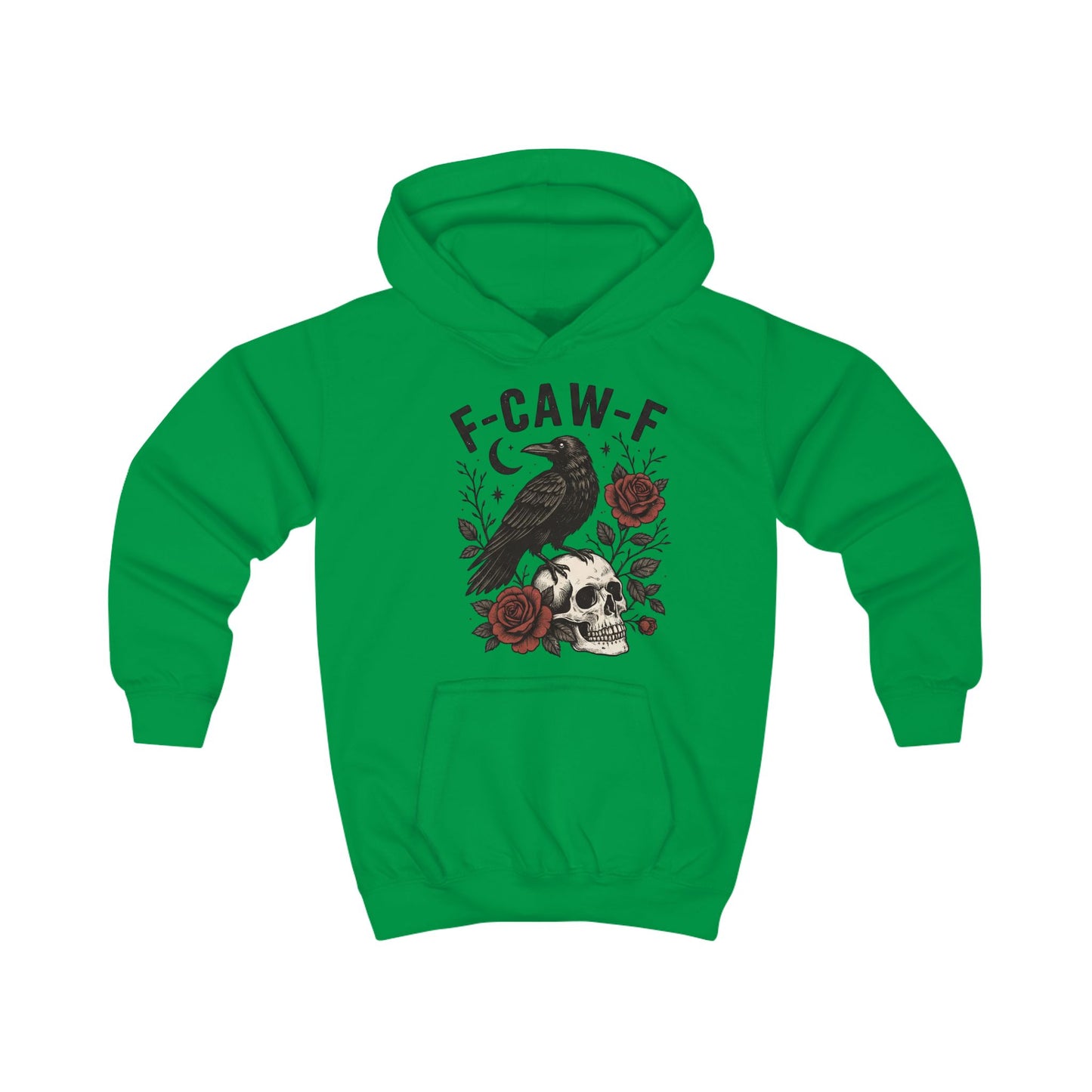 Cool Raven Kids Hoodie - F-CAW-F Design, Perfect for Halloween, Gift for Boys/Girls, Cozy Sweatshirt, Everyday Casual Wear