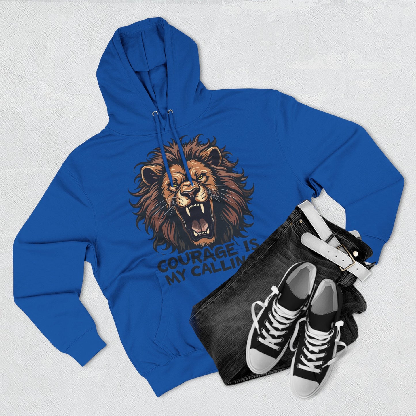 Courageous Lion Fleece Hoodie - Motivational Sweatshirt, Gift for Lion Lovers, Powerful Statement Wear, Casual Everyday Hoodie .
