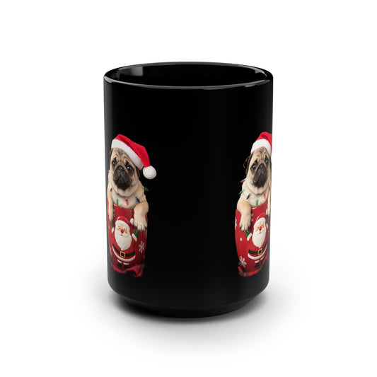 Festive Dog Lover Mug, Christmas Gift for Dog Owners, Holiday Coffee Mug, Cute Pug Mug, Winter Beverage Cup