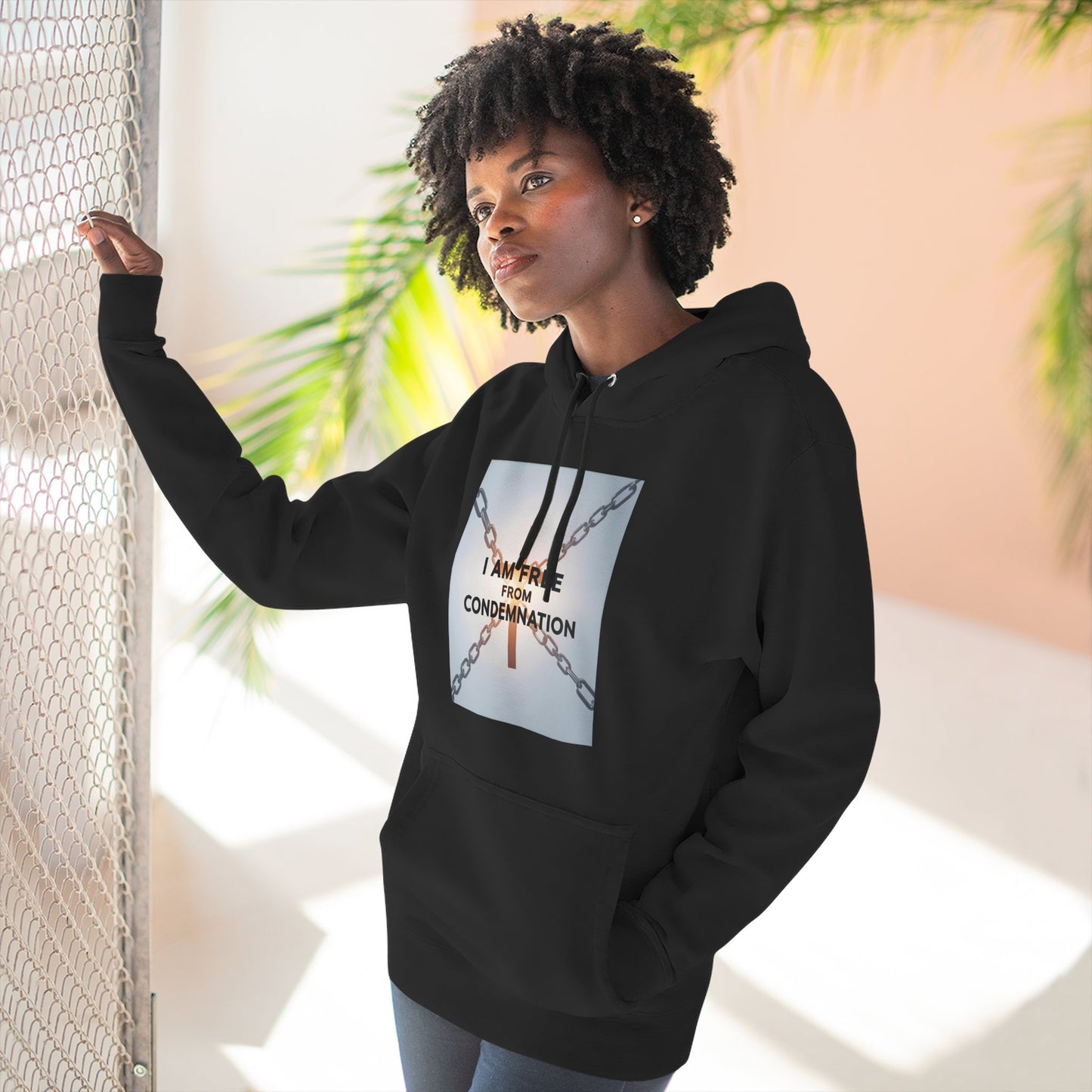 Inspirational Fleece Hoodie, 'I Am Free From Condemnation' Sweatshirt, Cozy Christian Apparel, Gift for Faith & Freedom