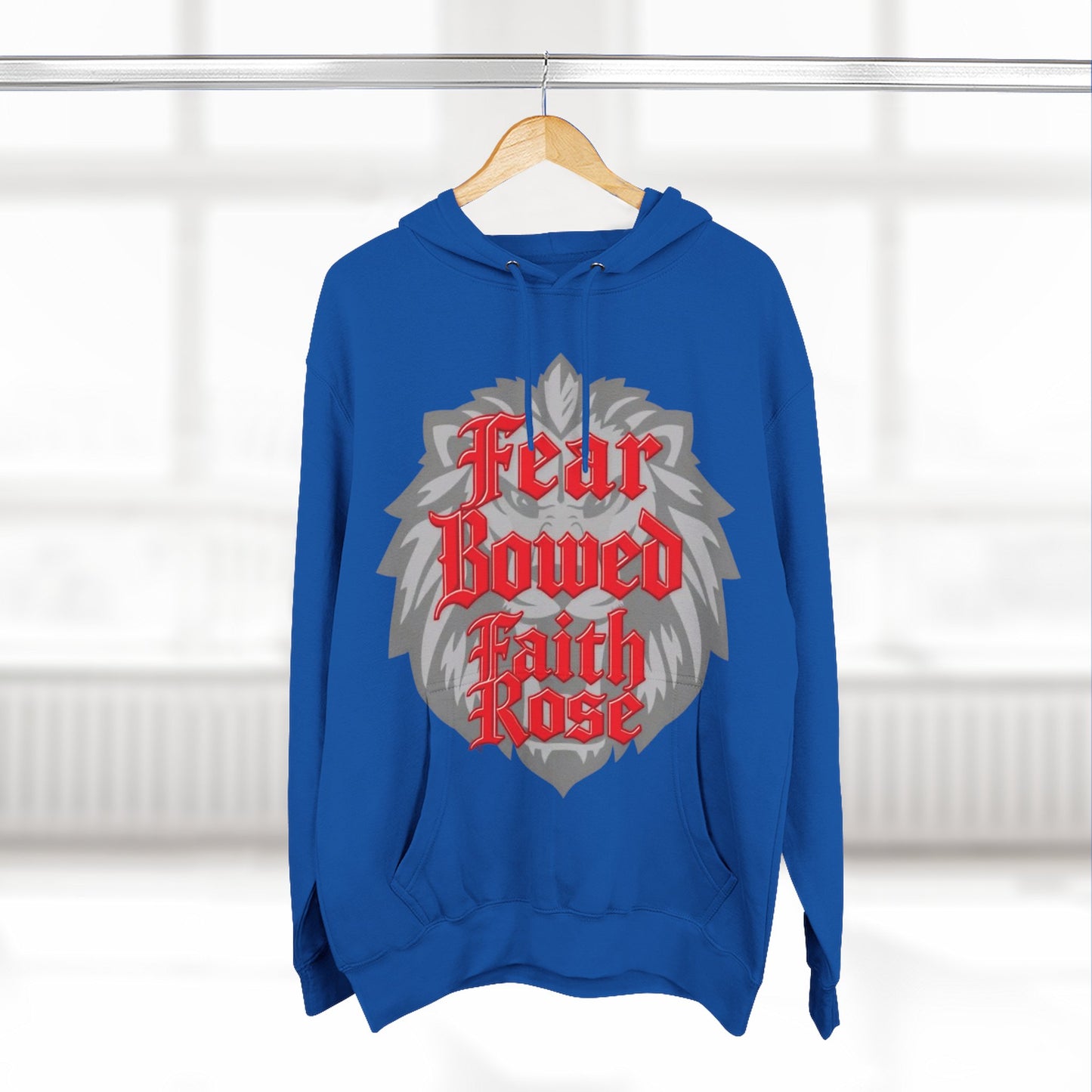 Fear Bowed Faith Rose Fleece Hoodie, Casual Wear, Gift for Her, Inspirational Apparel, Cozy Sweatshirt
