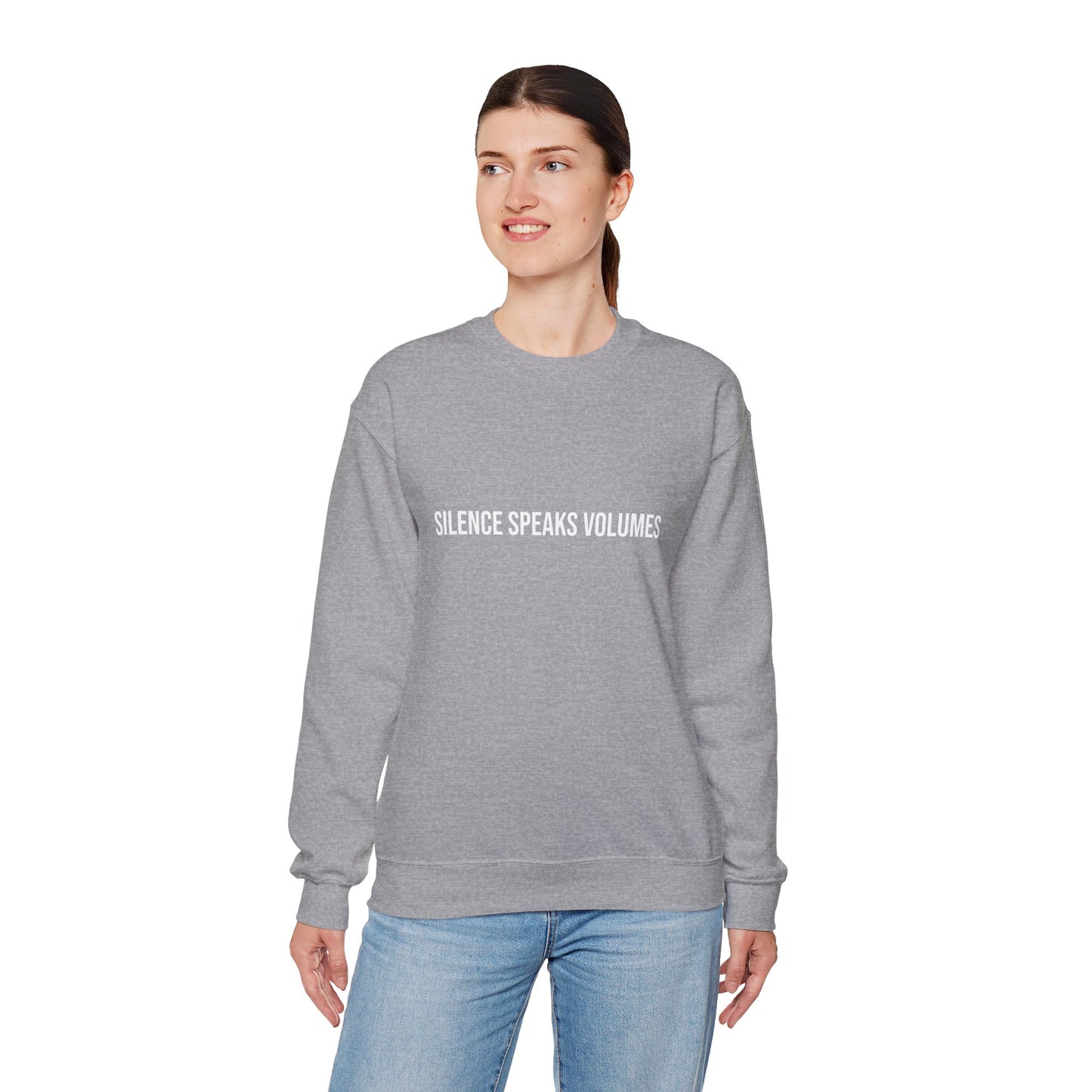 Unisex Heavy Blend™ Crewneck Sweatshirt - Silence Speaks Volumes, Cozy Casual Wear, Inspirational Gift.