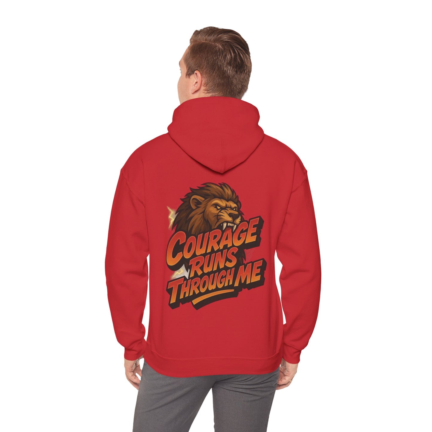 Courage Runs Through Me Hoodie - Unisex Heavy Blend Sweatshirt, Cozy Gift for Motivational Living, Perfect for Workout.