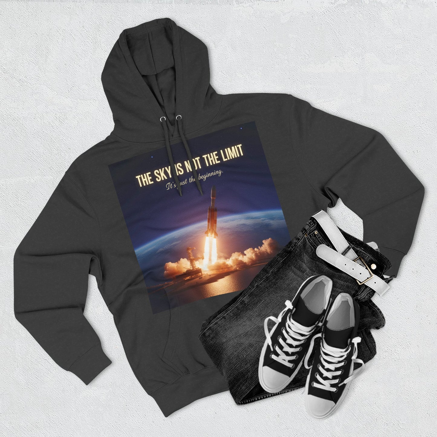 Inspirational Space Hoodie for Dreamers, The Sky is Not the Limit Sweatshirt, Motivational Gift, Cozy Fleece Pullover, Astronomy Lover