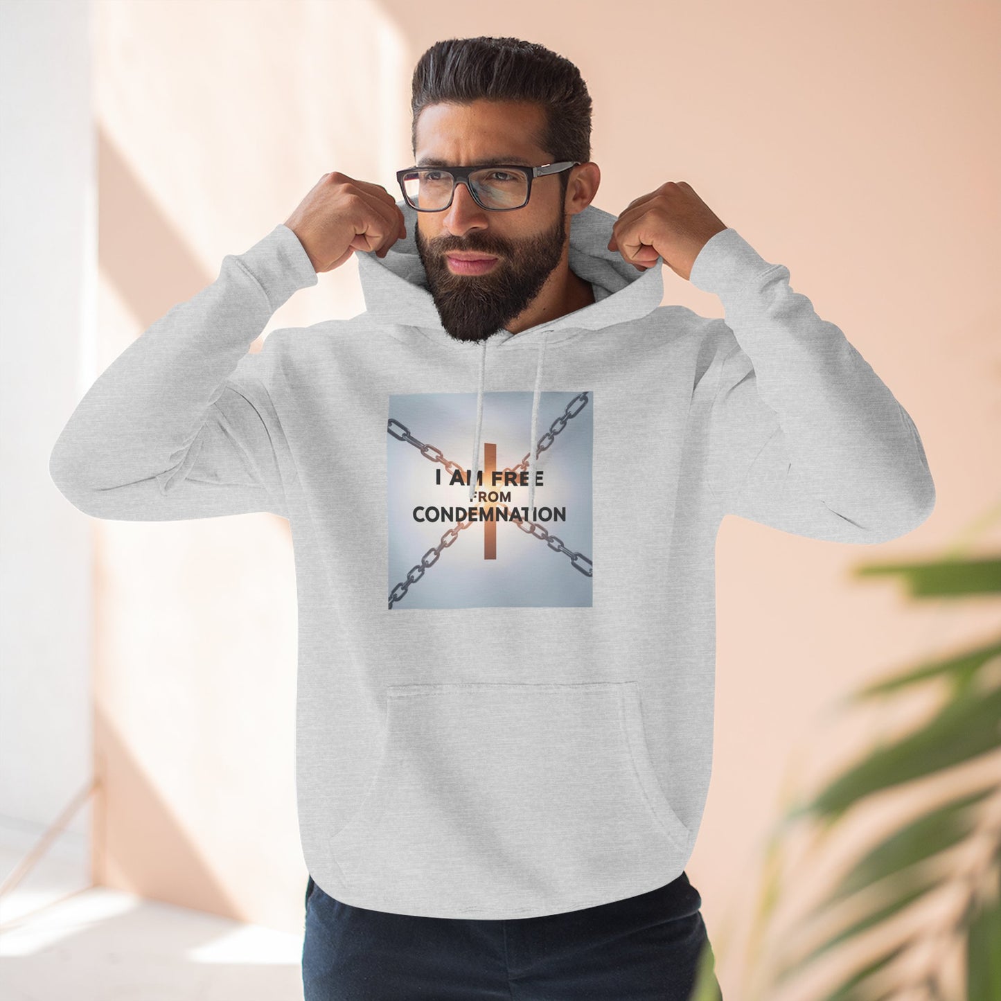 Inspirational Fleece Hoodie, 'I Am Free From Condemnation' Sweatshirt, Cozy Christian Apparel, Gift for Faith & Freedom