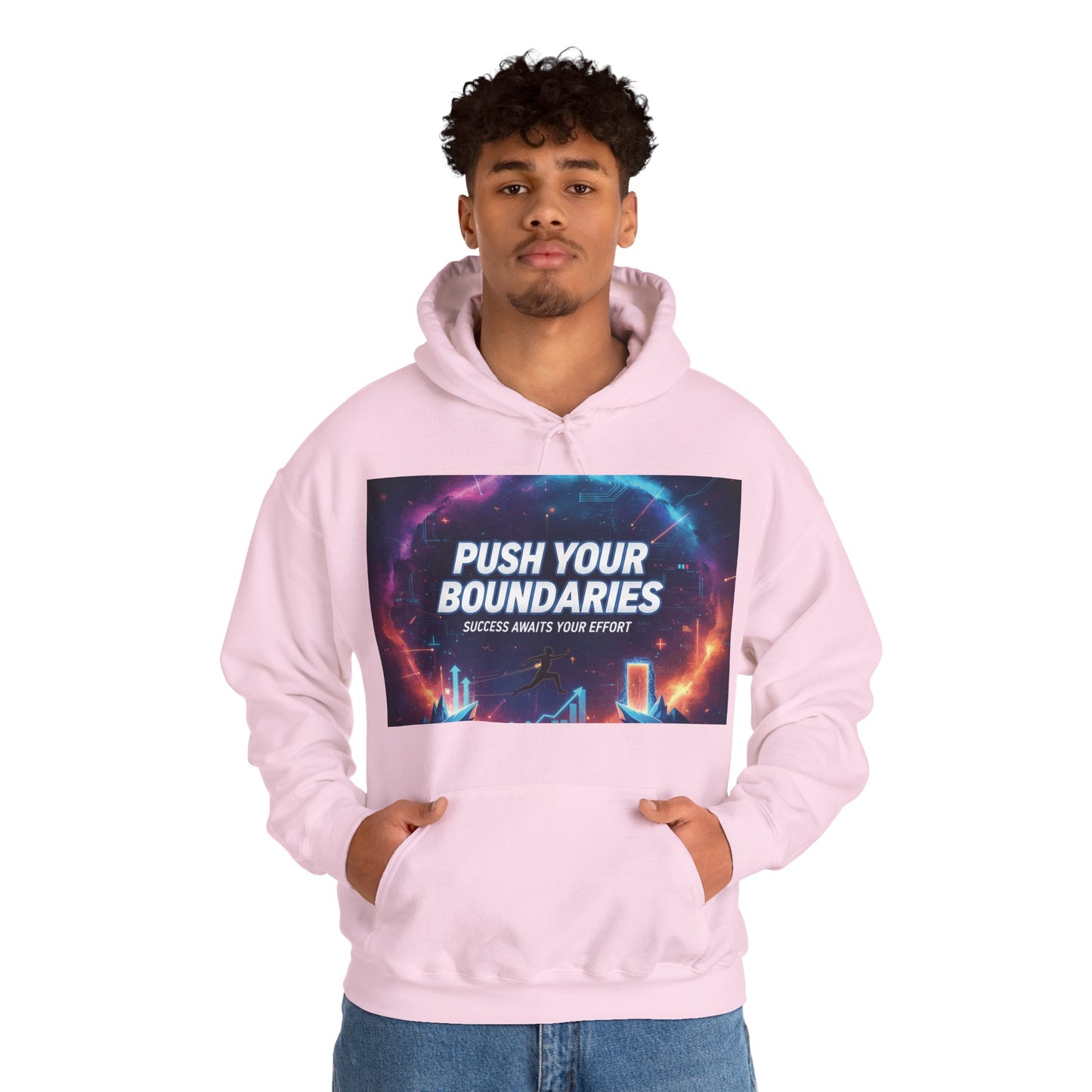 Motivational Graphic Hoodie, Push Your Boundaries Sweatshirt, Gift for Entrepreneurs, Cozy Layer for Success, Inspirational Apparel