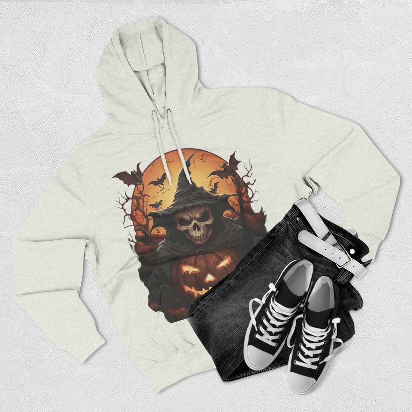 Spooky Halloween Hoodie, Fleece Sweatshirt for Fall, Cozy Witch Design, Pumpkin Decor, Unisex Gift for Halloween Lovers