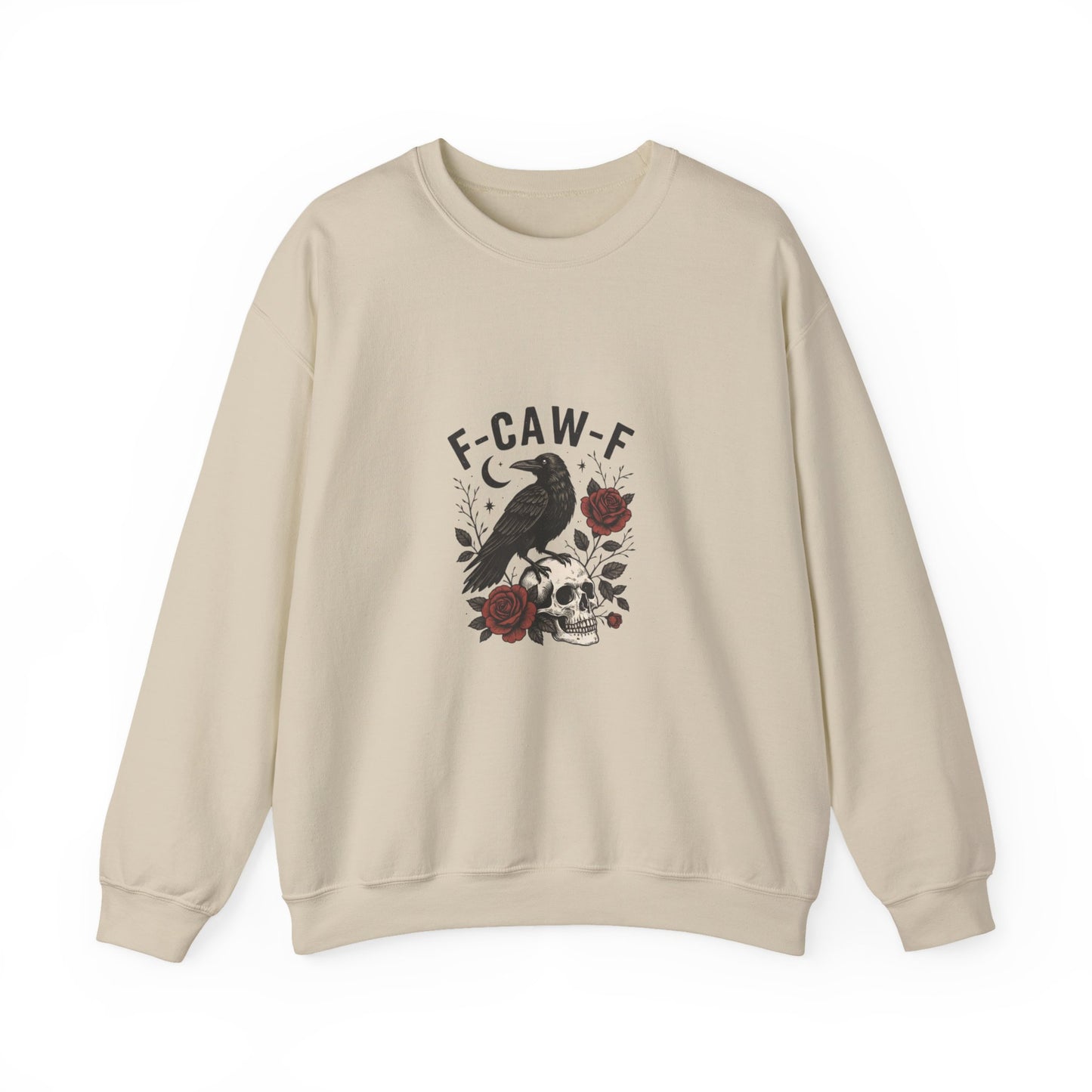 Gothic Raven Crewneck Sweatshirt, F-CAW-F Sweatshirt, Unisex Casual Wear, Perfect Gift for Halloween, Cozy Sweatshirt for All Seasons