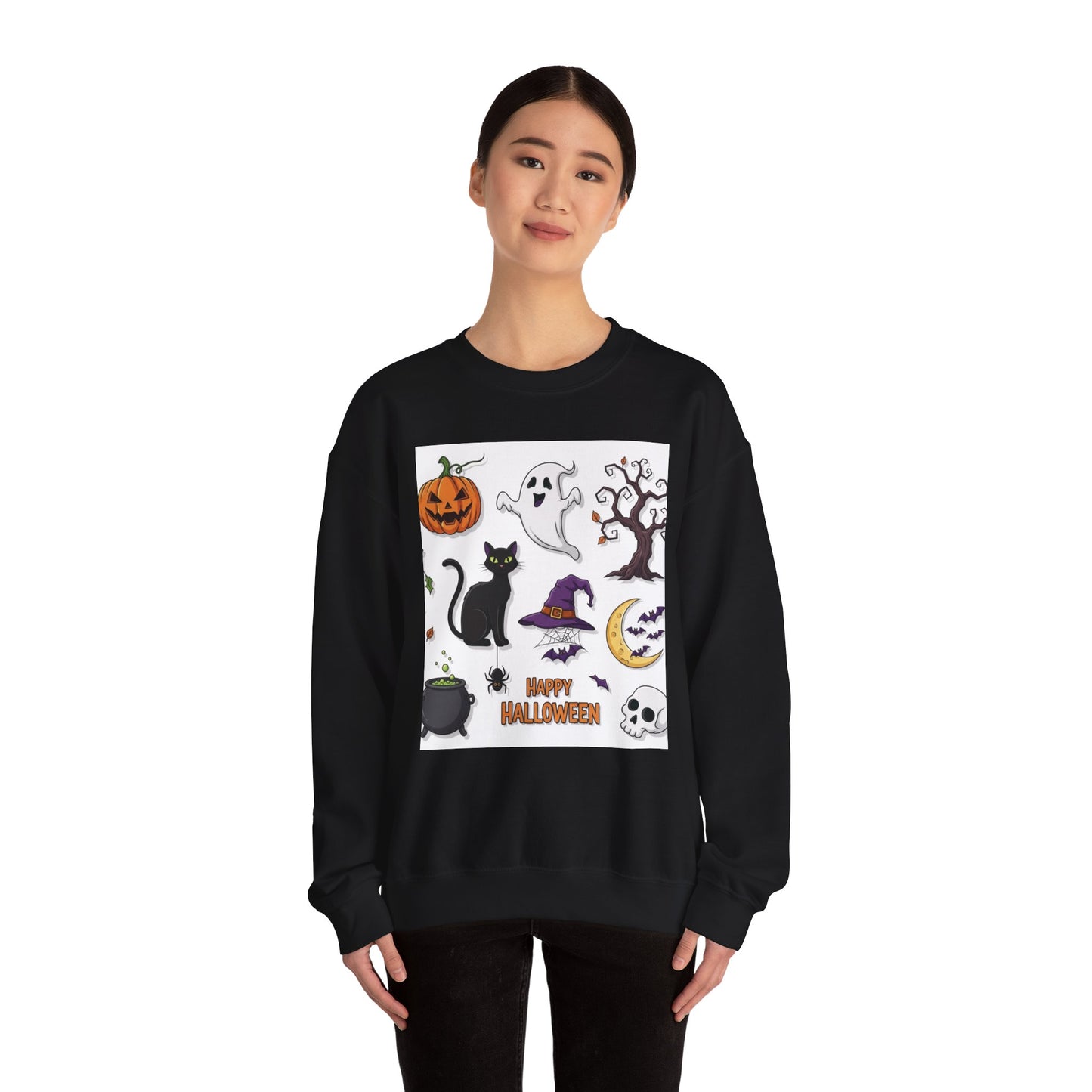 Halloween Spirit Crewneck Sweatshirt - Unisex, Cozy Halloween Gift, Fall Apparel, Spooky Season Sweater, Ghost & Pumpkin Sweatshirt
