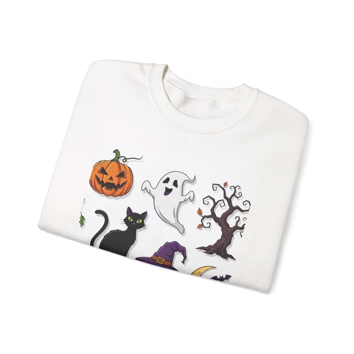 Halloween Spirit Crewneck Sweatshirt - Unisex, Cozy Halloween Gift, Fall Apparel, Spooky Season Sweater, Ghost & Pumpkin Sweatshirt