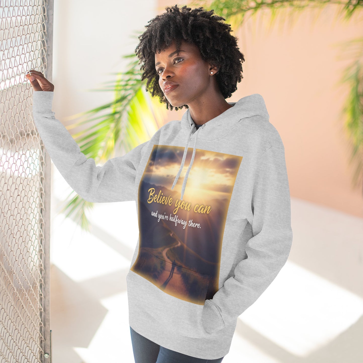 Inspirational Fleece Hoodie with Motivational Quote, Cozy Sweatshirt for All Seasons, Perfect Gift for Friends and Family