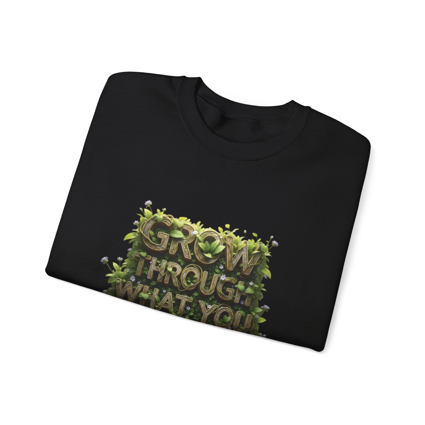 Nature-Inspired Motivational Sweatshirt, 'Grow Through What You Go Through' Crewneck, Cozy Gift for Nature Lovers