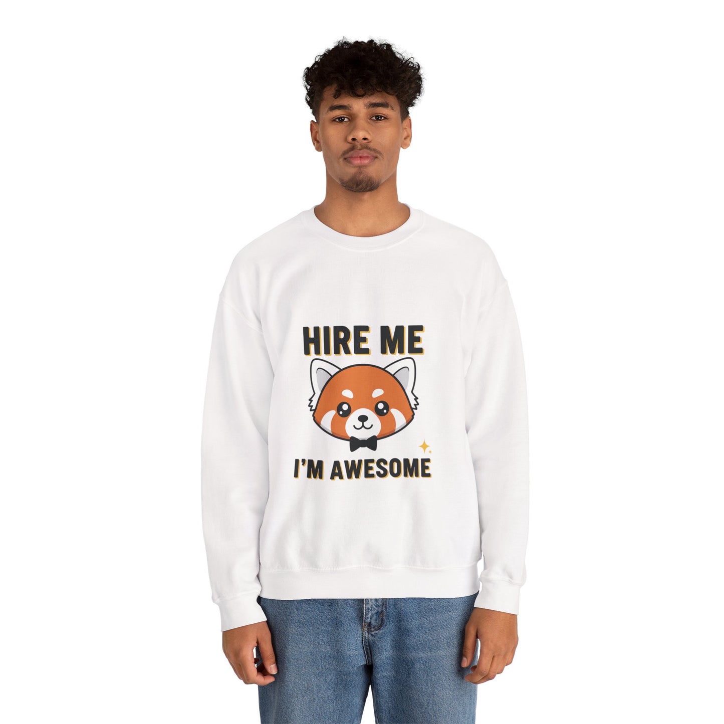 Awesome Hire Me Crewneck Sweatshirt, Funny Job Sweatshirt, Gift for Job Seekers, Casual Wear, Unisex Sweatshirt, Cute Animal Design