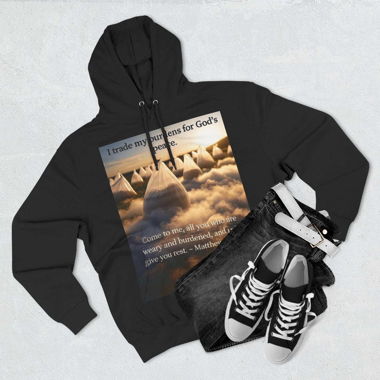 Inspirational Fleece Hoodie with Bible Verse, Cozy Christian Apparel, Perfect Gift for Faith, Relaxation, and Every Occasion