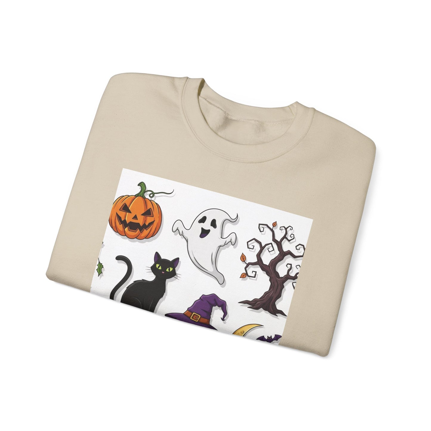 Halloween Spirit Crewneck Sweatshirt - Unisex, Cozy Halloween Gift, Fall Apparel, Spooky Season Sweater, Ghost & Pumpkin Sweatshirt