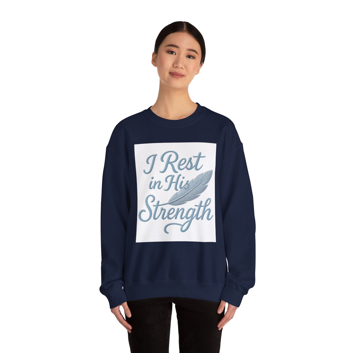 Inspirational Strength Crewneck Sweatshirt, Gift for Him, Motivational Apparel, Cozy Sweater for Faith, Relaxed Comfort Wear