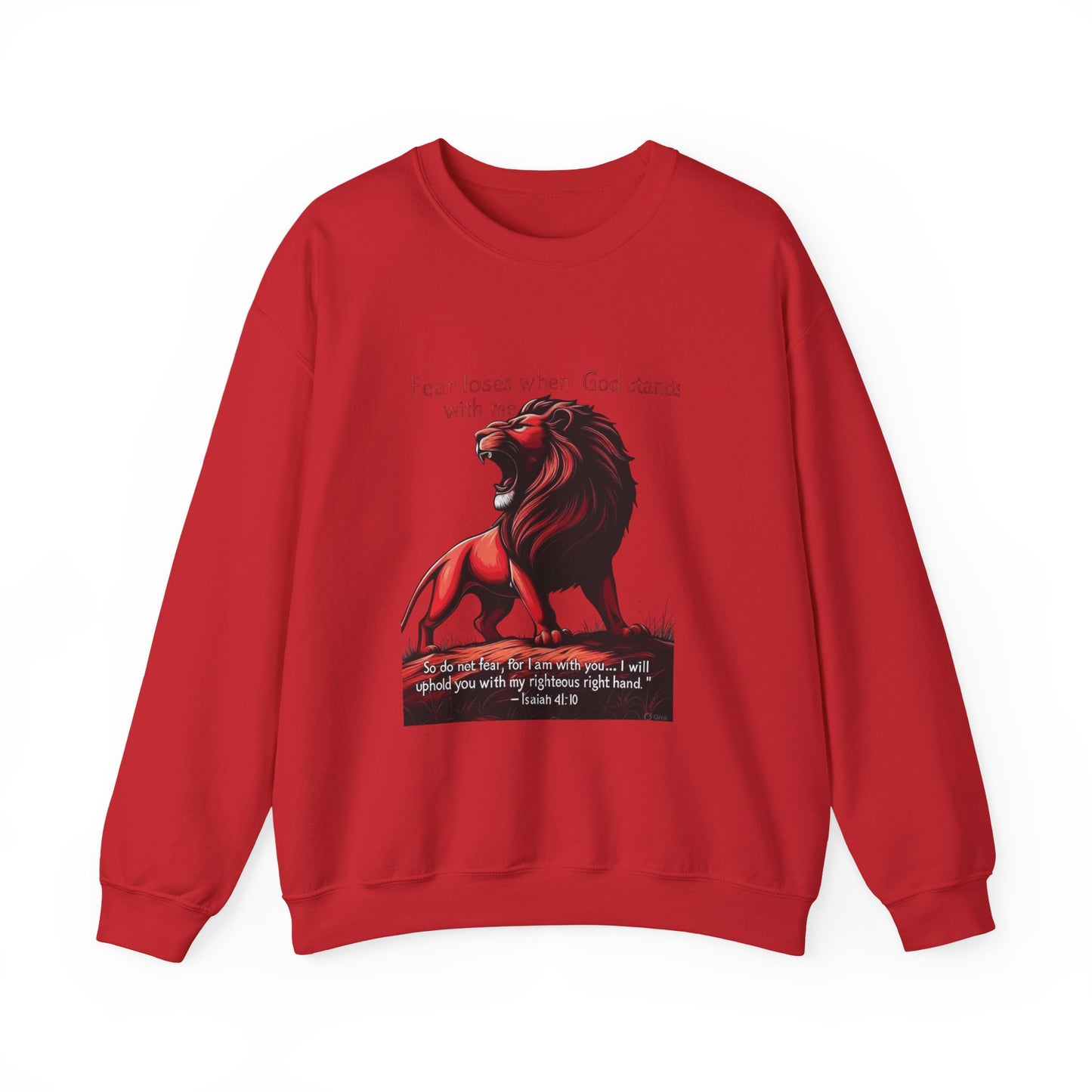 Courageous Lion Crewneck Sweatshirt, Faith-Based Apparel, Inspirational Clothing, Gift for Believers, Motivational Sweater