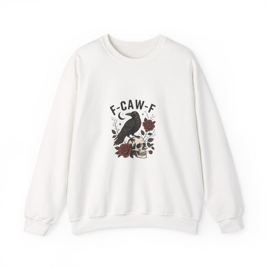 Gothic Raven Crewneck Sweatshirt, F-CAW-F Sweatshirt, Unisex Casual Wear, Perfect Gift for Halloween, Cozy Sweatshirt for All Seasons