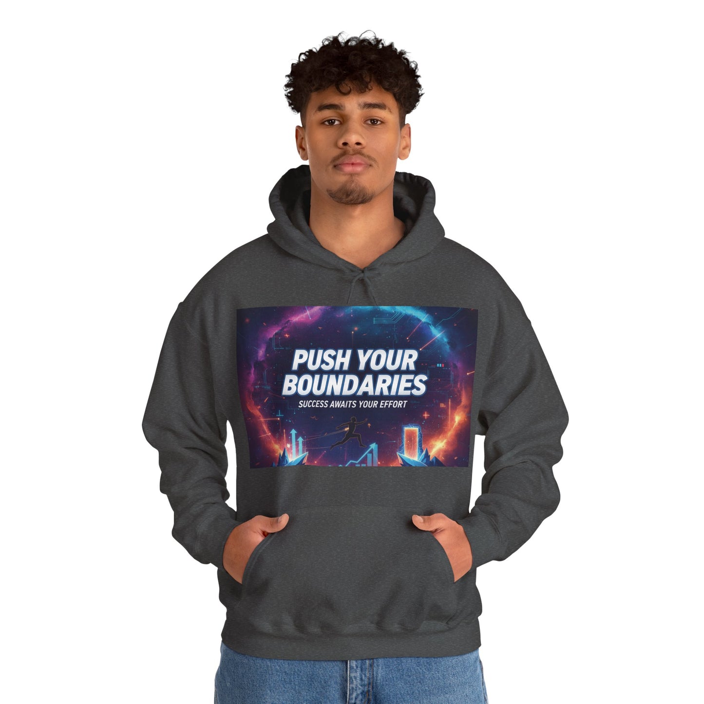 Motivational Graphic Hoodie, Push Your Boundaries Sweatshirt, Gift for Entrepreneurs, Cozy Layer for Success, Inspirational Apparel