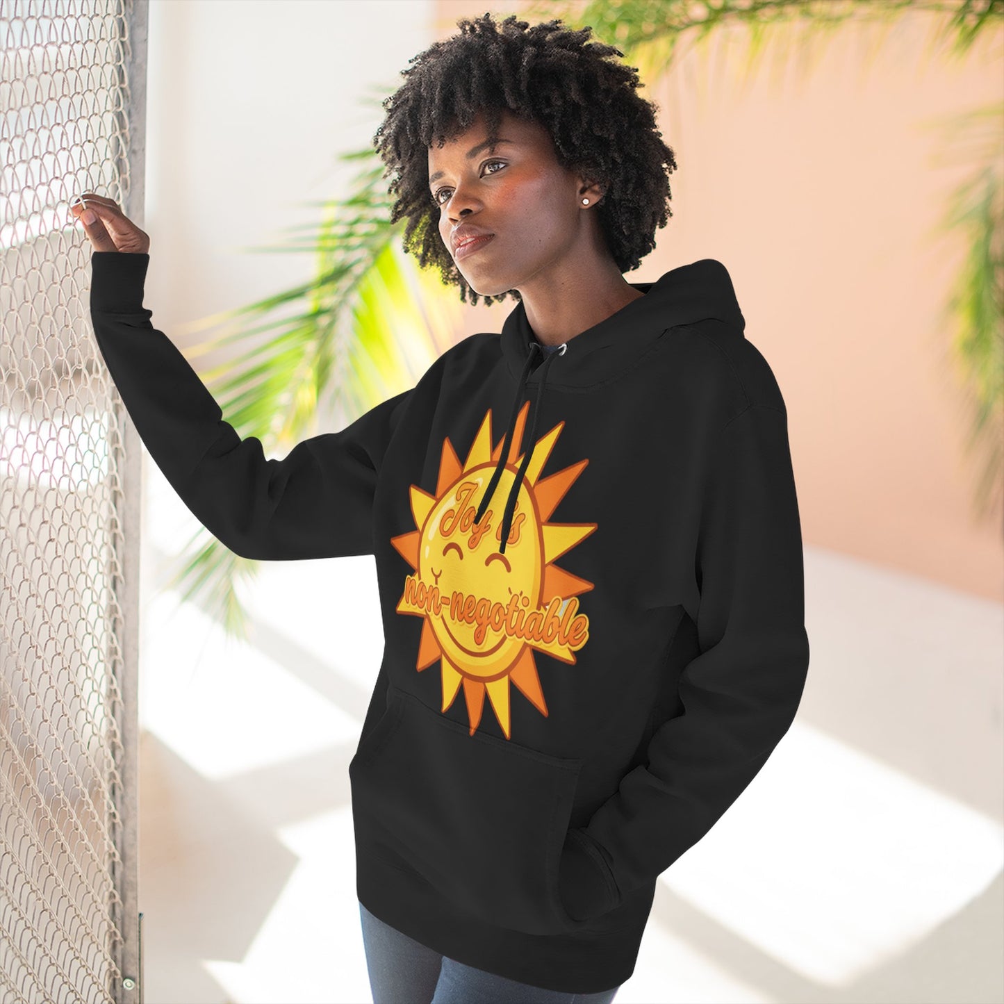 Joyful Fleece Hoodie - Sun Design, Casual Wear, Cozy Gift, Cheerful Apparel, Sunshine Hoodie
