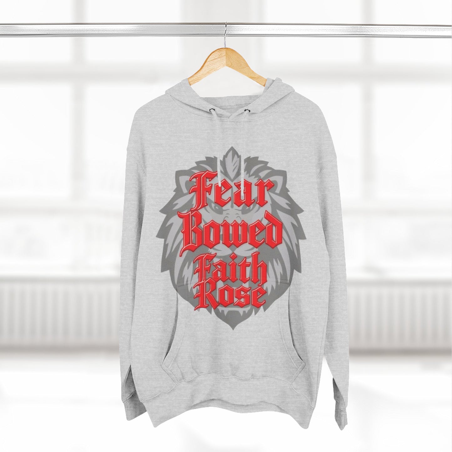 Fear Bowed Faith Rose Fleece Hoodie, Casual Wear, Gift for Her, Inspirational Apparel, Cozy Sweatshirt