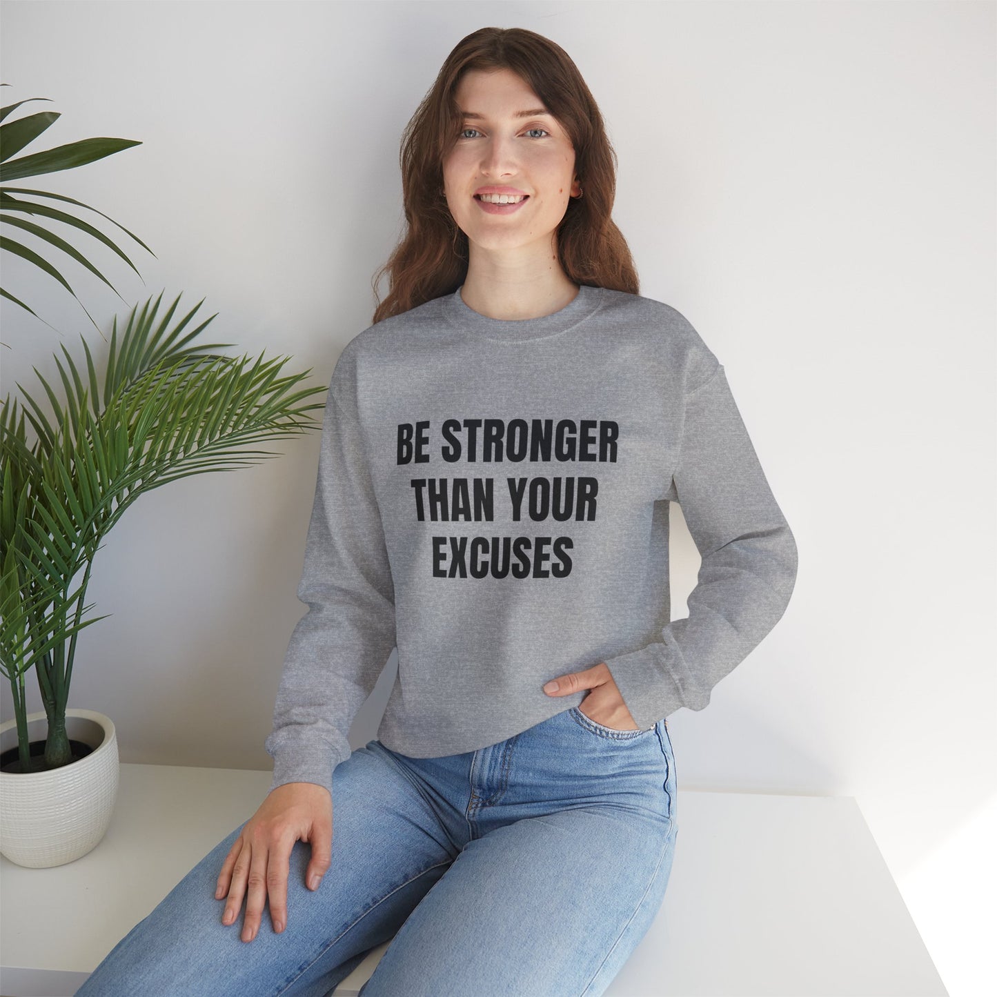 Motivational Crewneck Sweatshirt - Be Strong, Inspirational Gift for Fitness Lovers, Casual Cozy Sweater for Everyday Wear.