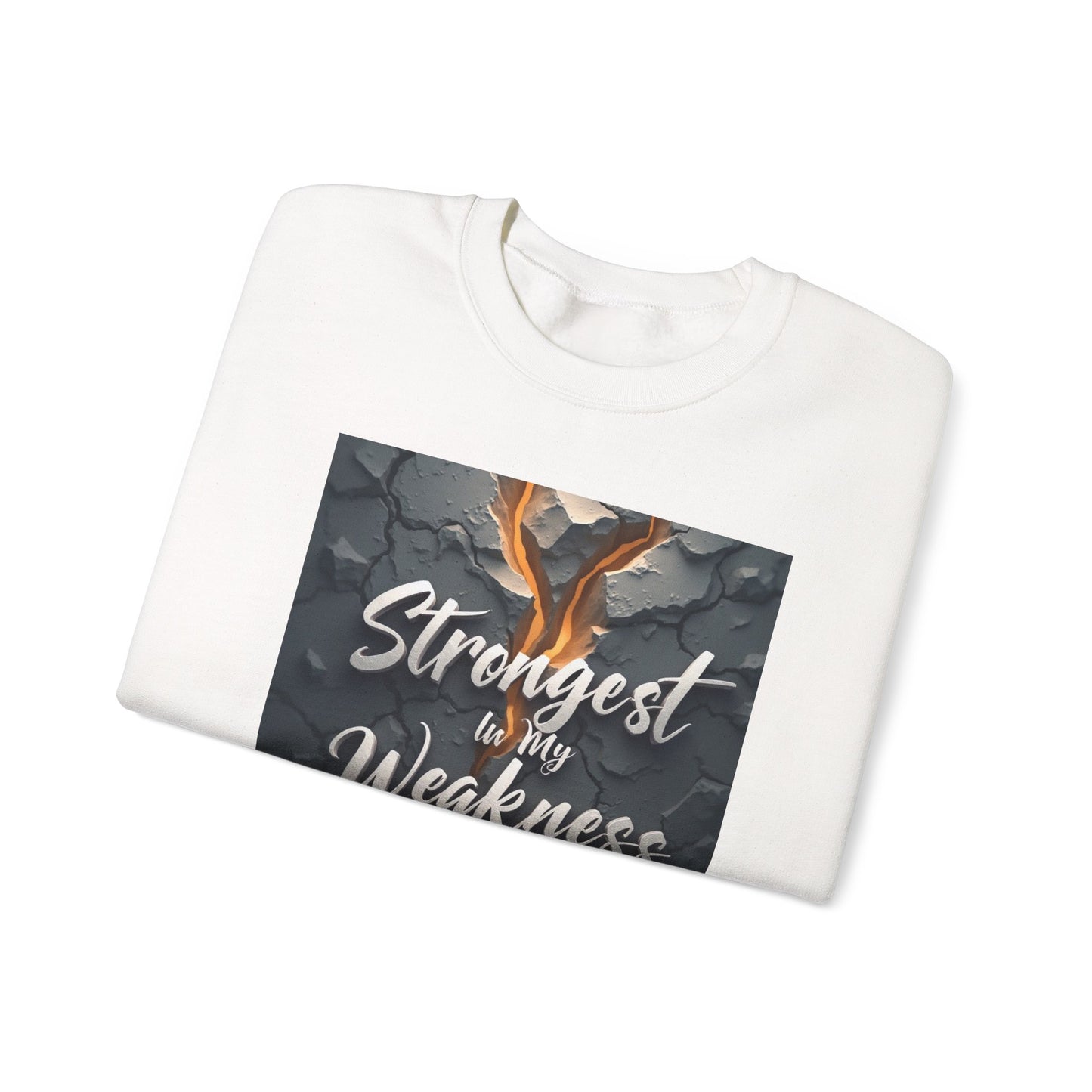 Strongest in My Weakness Sweatshirt | Cozy Unisex Crewneck | Inspirational Gift for Friends, Self-Care, Motivational Wear, Warm Layer