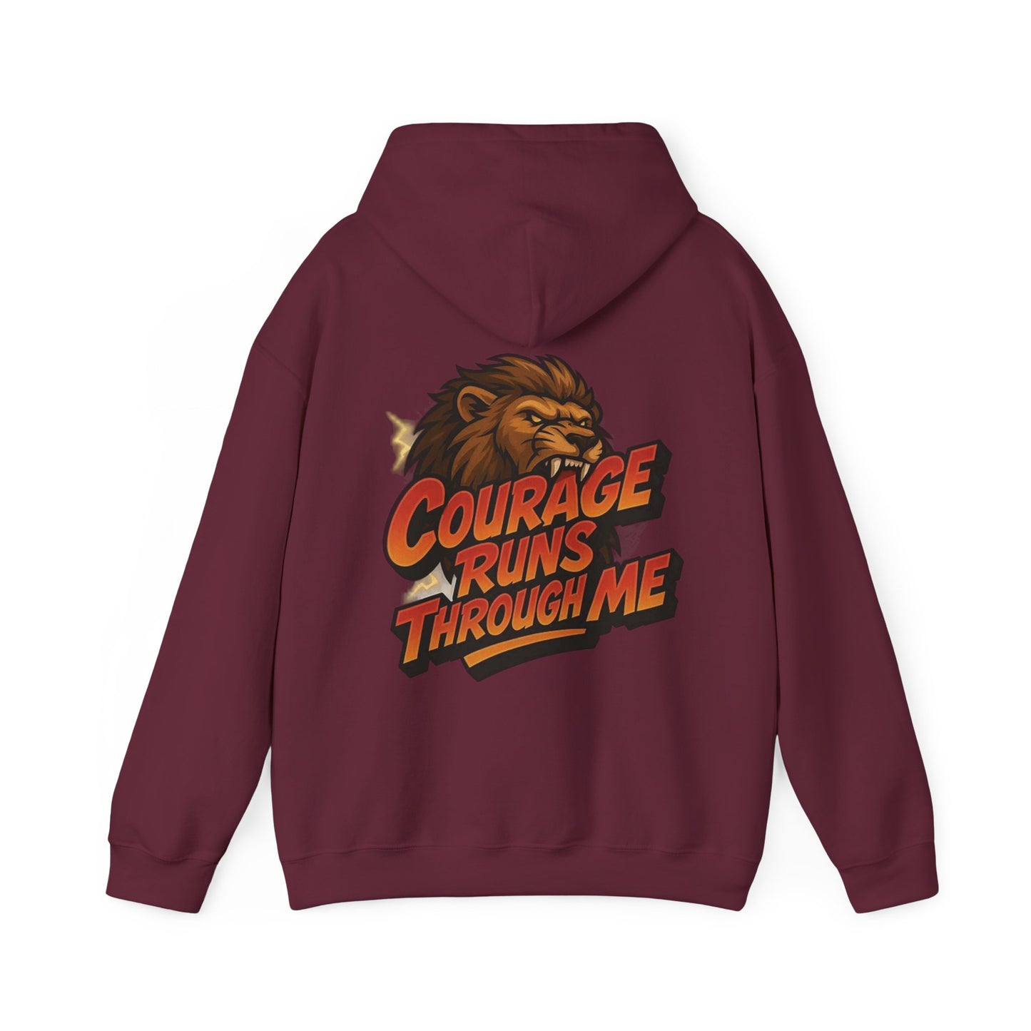 Courage Runs Through Me Hoodie - Unisex Heavy Blend Sweatshirt, Cozy Gift for Motivational Living, Perfect for Workout.