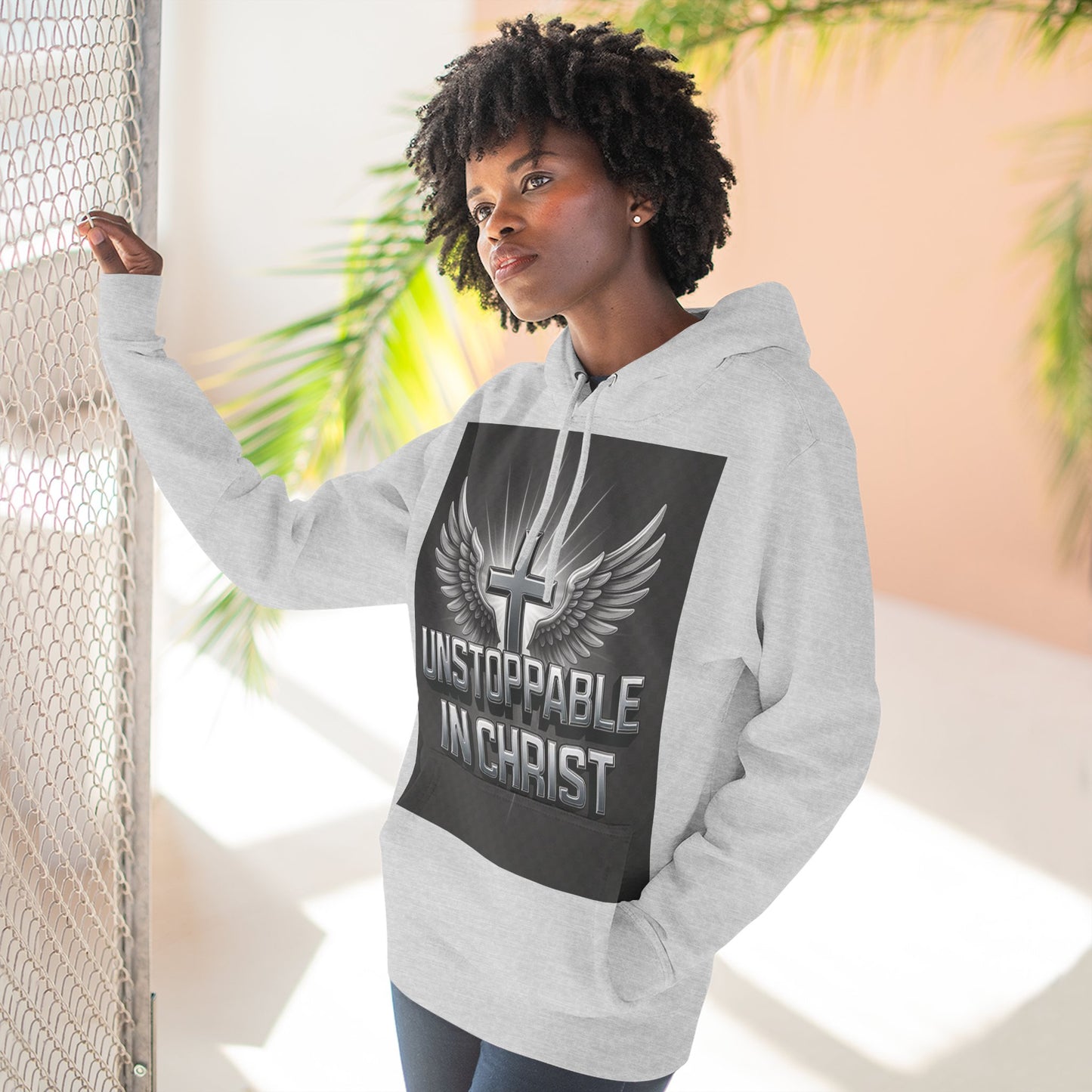 Unstoppable in Christ Hoodie - Inspirational Fleece Sweatshirt for Faith, Christian Gift, Cozy Wear, Faith-Based Apparel