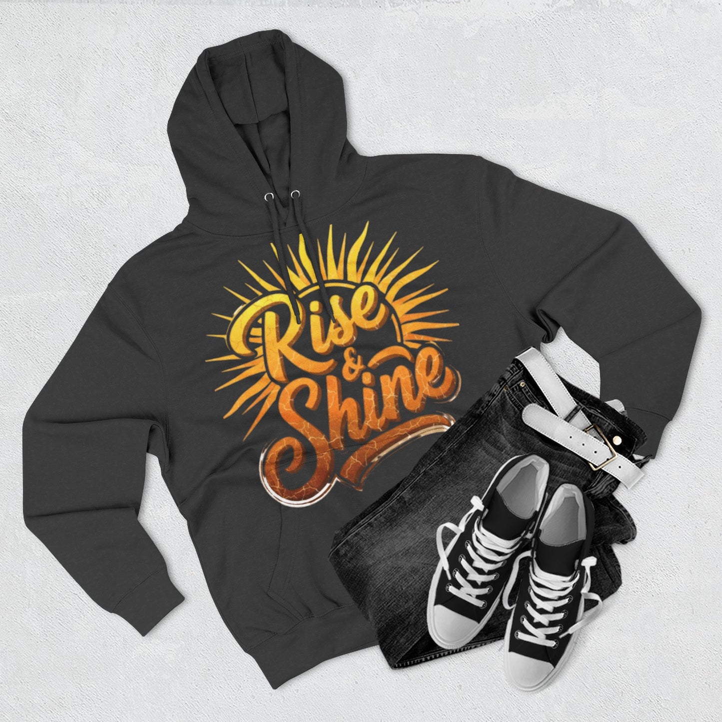 Rise & Shine Fleece Hoodie for Cozy Days, Inspirational Sweatshirt, Perfect Gift for Friends, Casual Wear, Comfort in Style