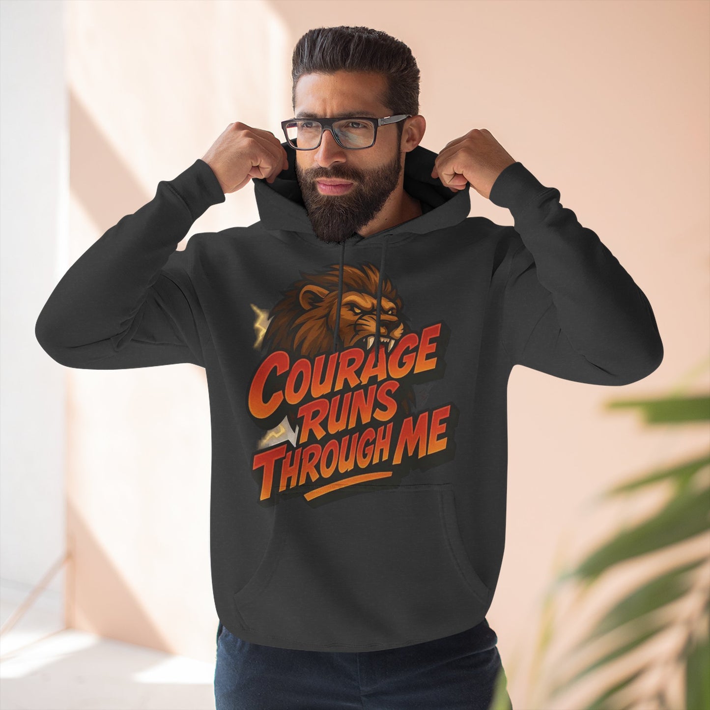 Courageous Lion Fleece Hoodie - Motivational Gift for Animal Lovers, Cozy Apparel for Fall, Bold Statement Wear, Unisex Sweatshirt, [...]