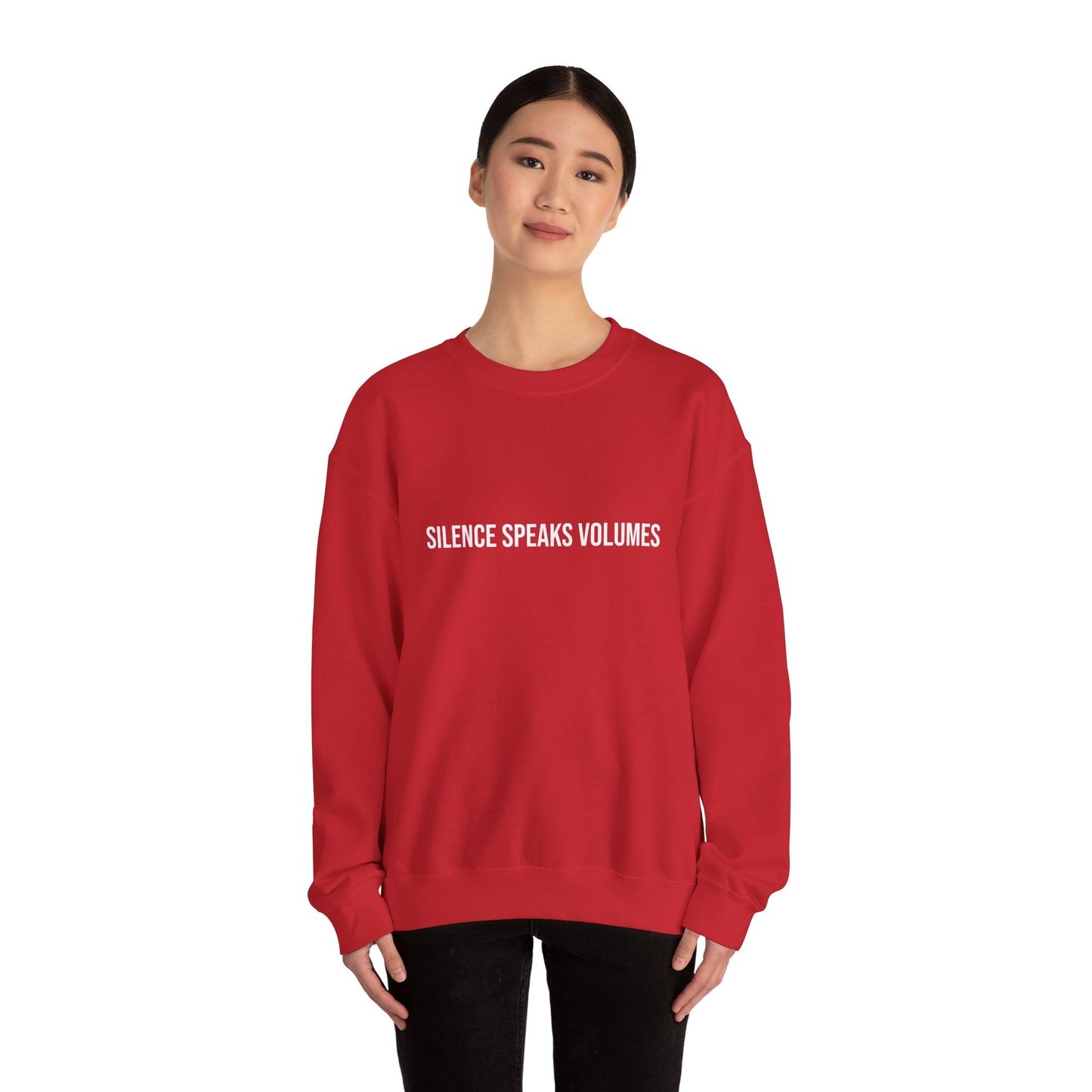 Unisex Heavy Blend™ Crewneck Sweatshirt - Silence Speaks Volumes, Cozy Casual Wear, Inspirational Gift.