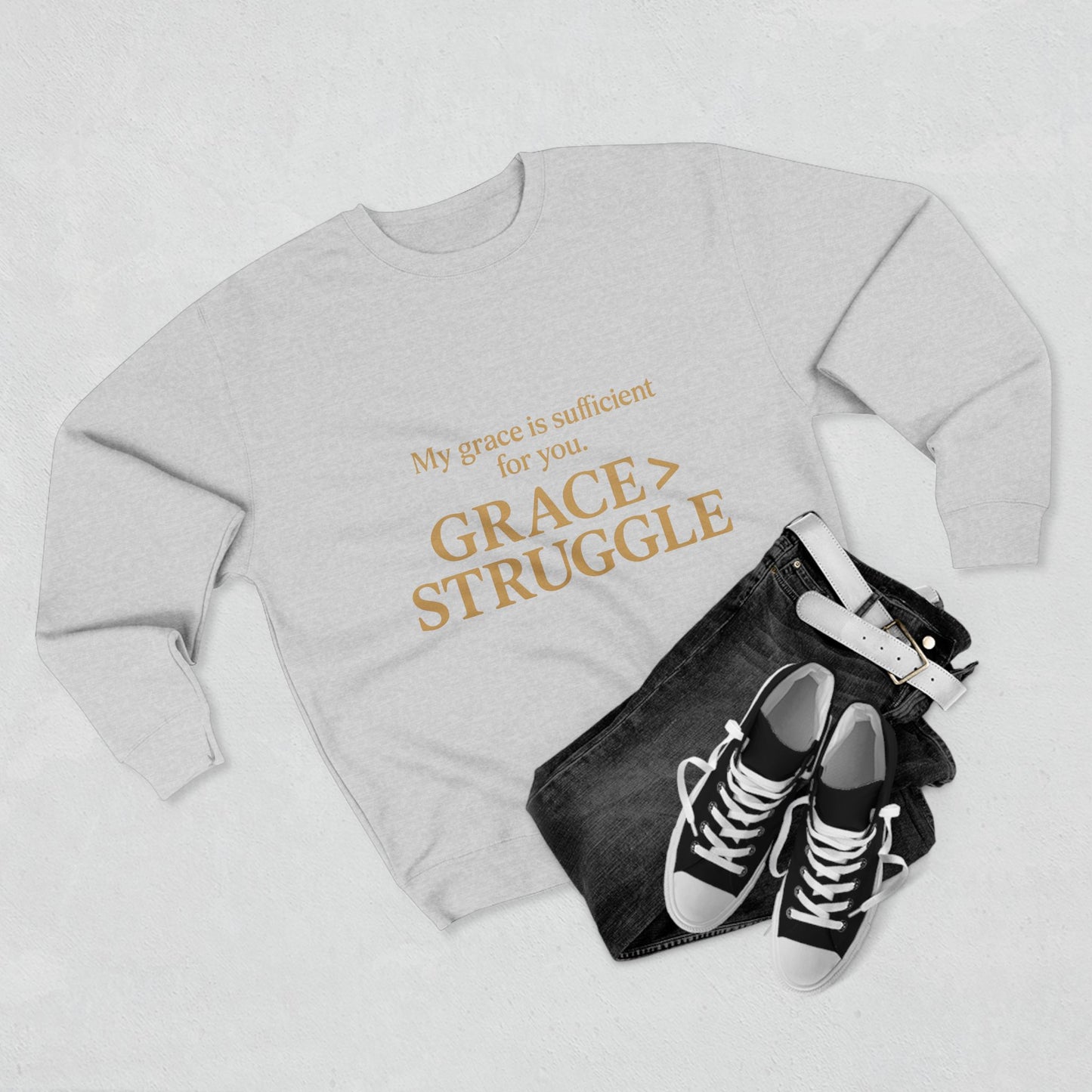 Unisex Crewneck Sweatshirt - Grace Over Struggle - Inspirational Sweatshirt, Everyday Wear, Cozy Gift, Motivational Apparel, [...]