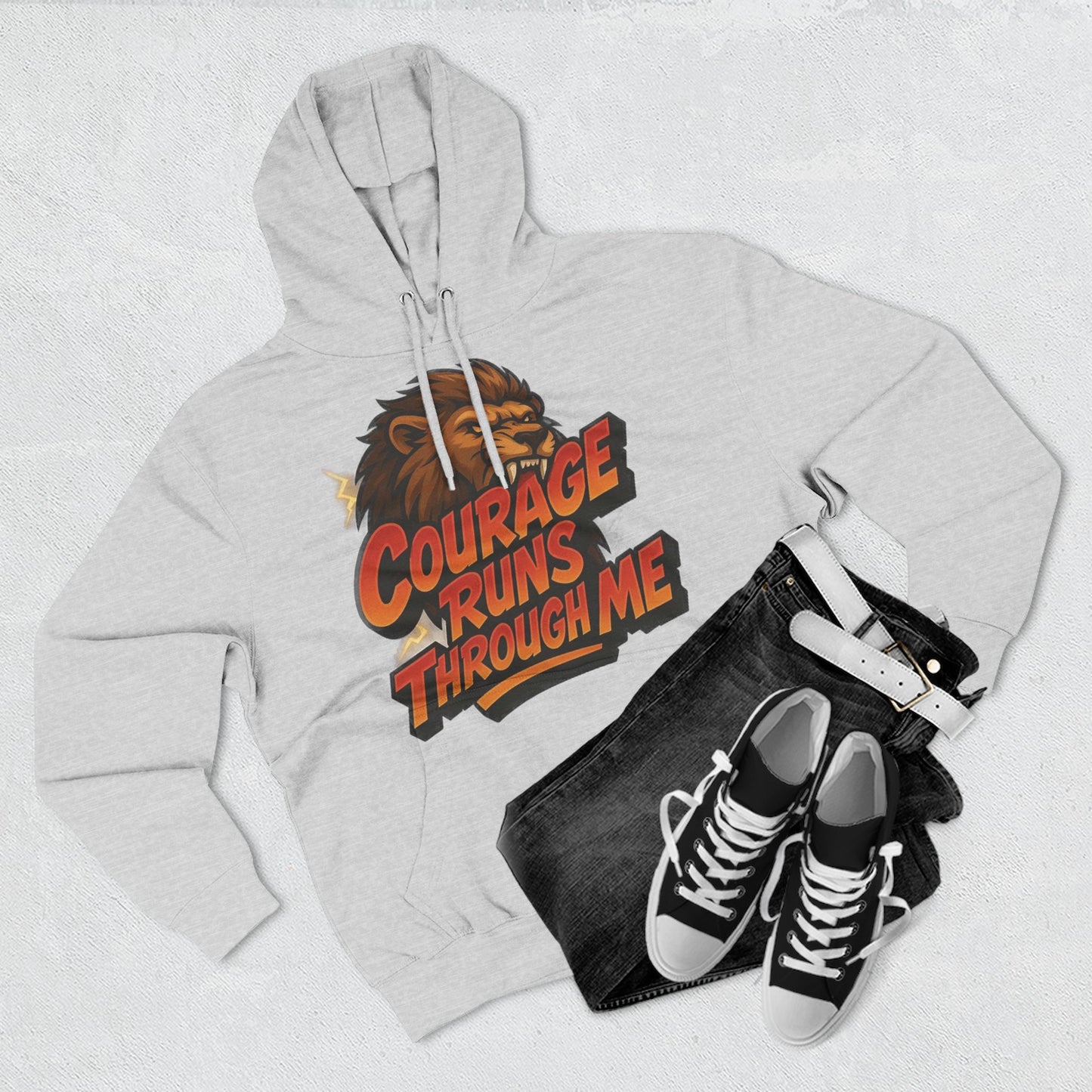 Courageous Lion Fleece Hoodie - Motivational Gift for Animal Lovers, Cozy Apparel for Fall, Bold Statement Wear, Unisex Sweatshirt, [...]