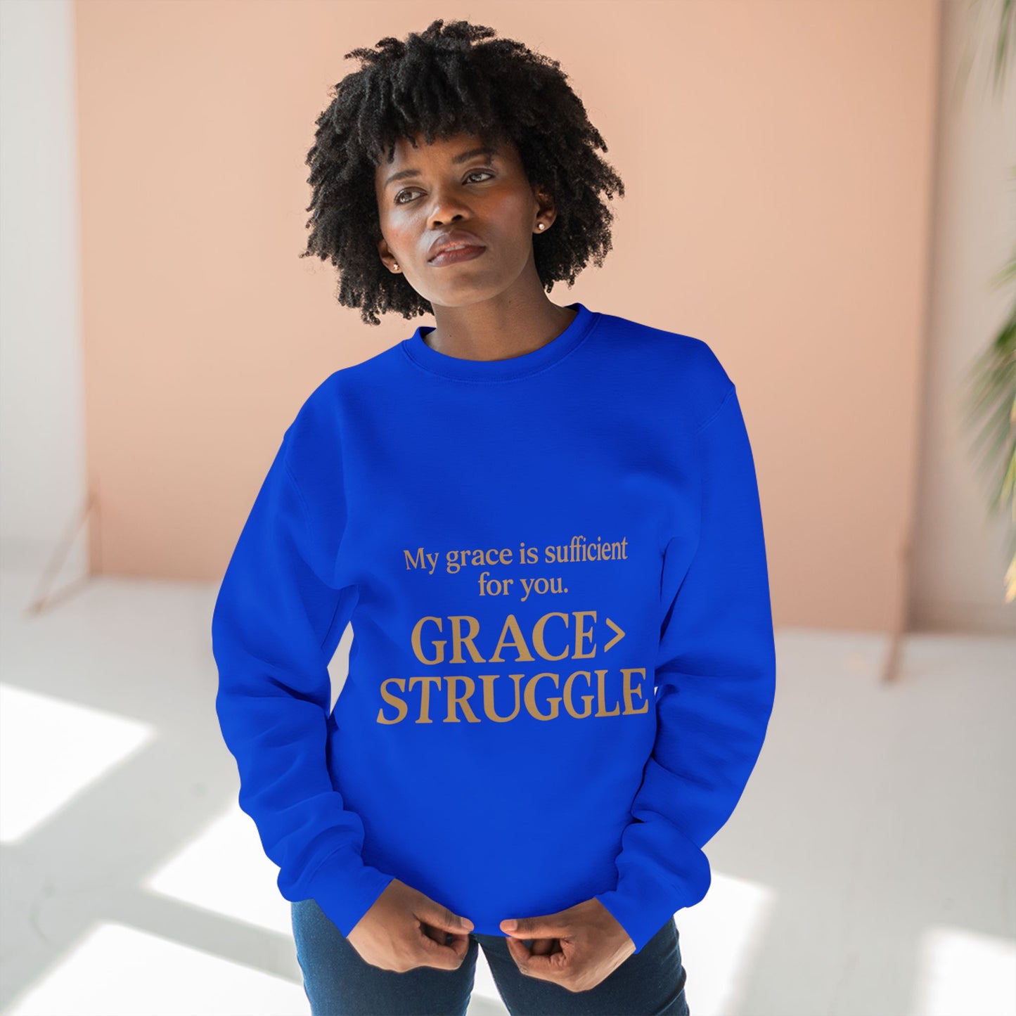 Unisex Crewneck Sweatshirt - Grace Over Struggle - Inspirational Sweatshirt, Everyday Wear, Cozy Gift, Motivational Apparel, [...]
