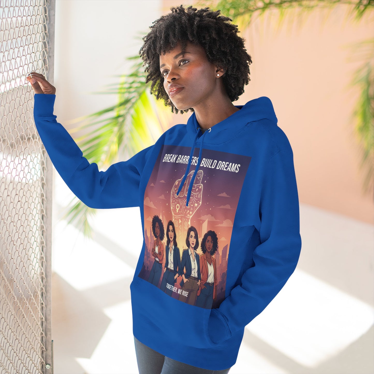 Empowering Women's Three-Panel Fleece Hoodie - Cozy, Inspirational Apparel for Dream Chasers, Gift for Her, Motivational Clothing.