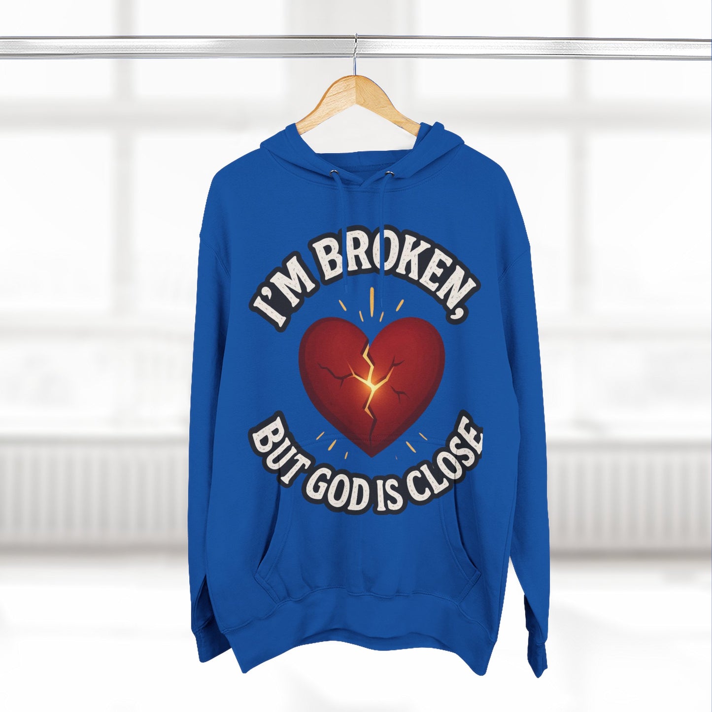 Fleece Hoodie - I'm Broken But God Is Close, Inspirational Apparel, Comfort Clothing, Faith-Based Gift