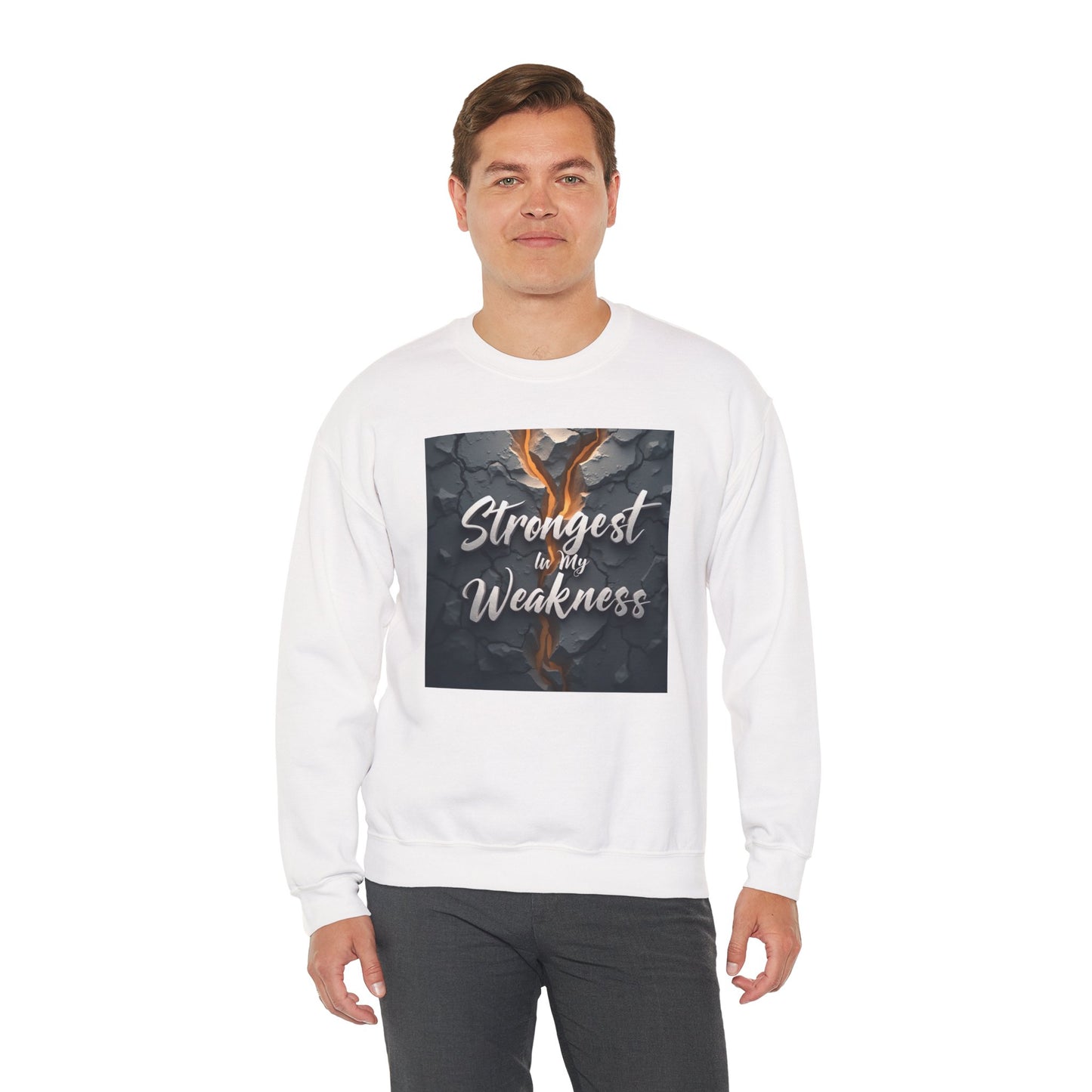 Strongest in My Weakness Sweatshirt | Cozy Unisex Crewneck | Inspirational Gift for Friends, Self-Care, Motivational Wear, Warm Layer