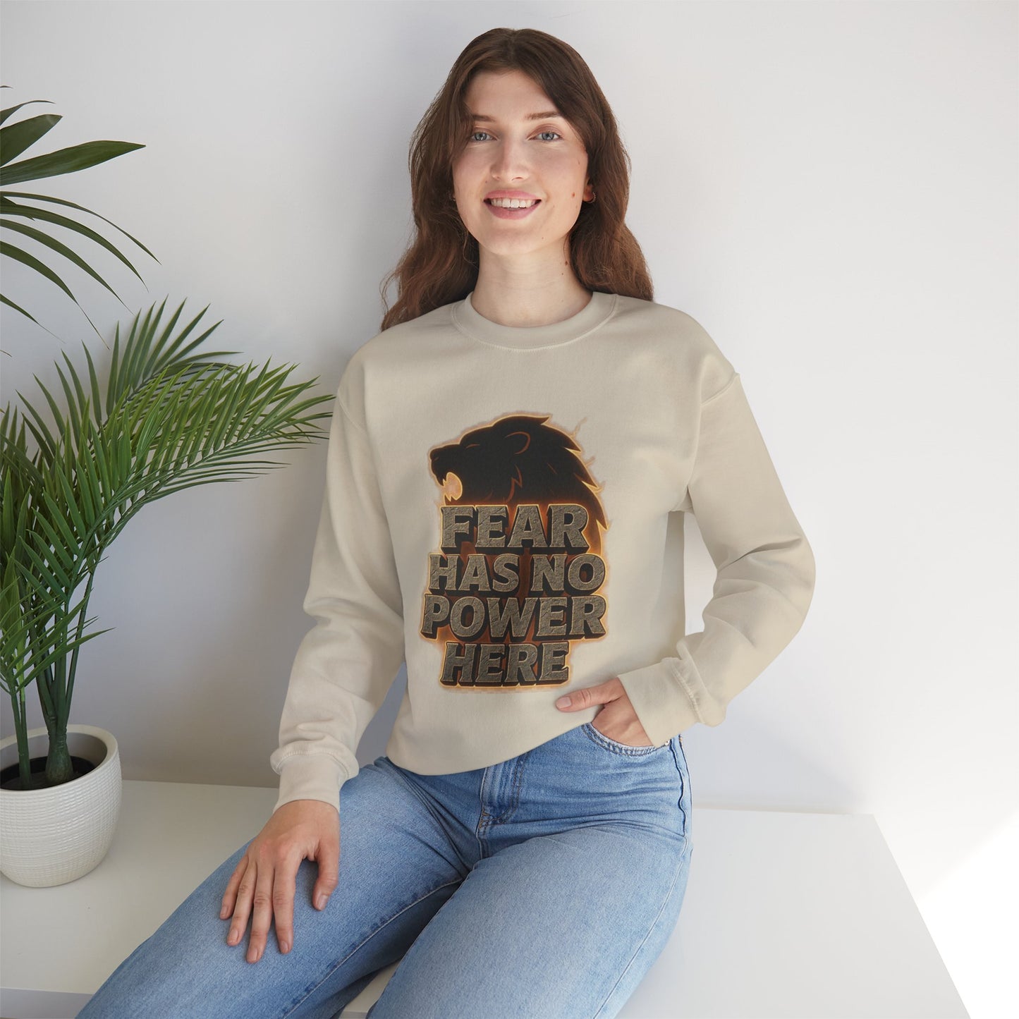 Fearless Lion Crewneck Sweatshirt - Cozy Unisex Top, Gift for Animal Lovers, Empowerment Apparel, Casual Fashion