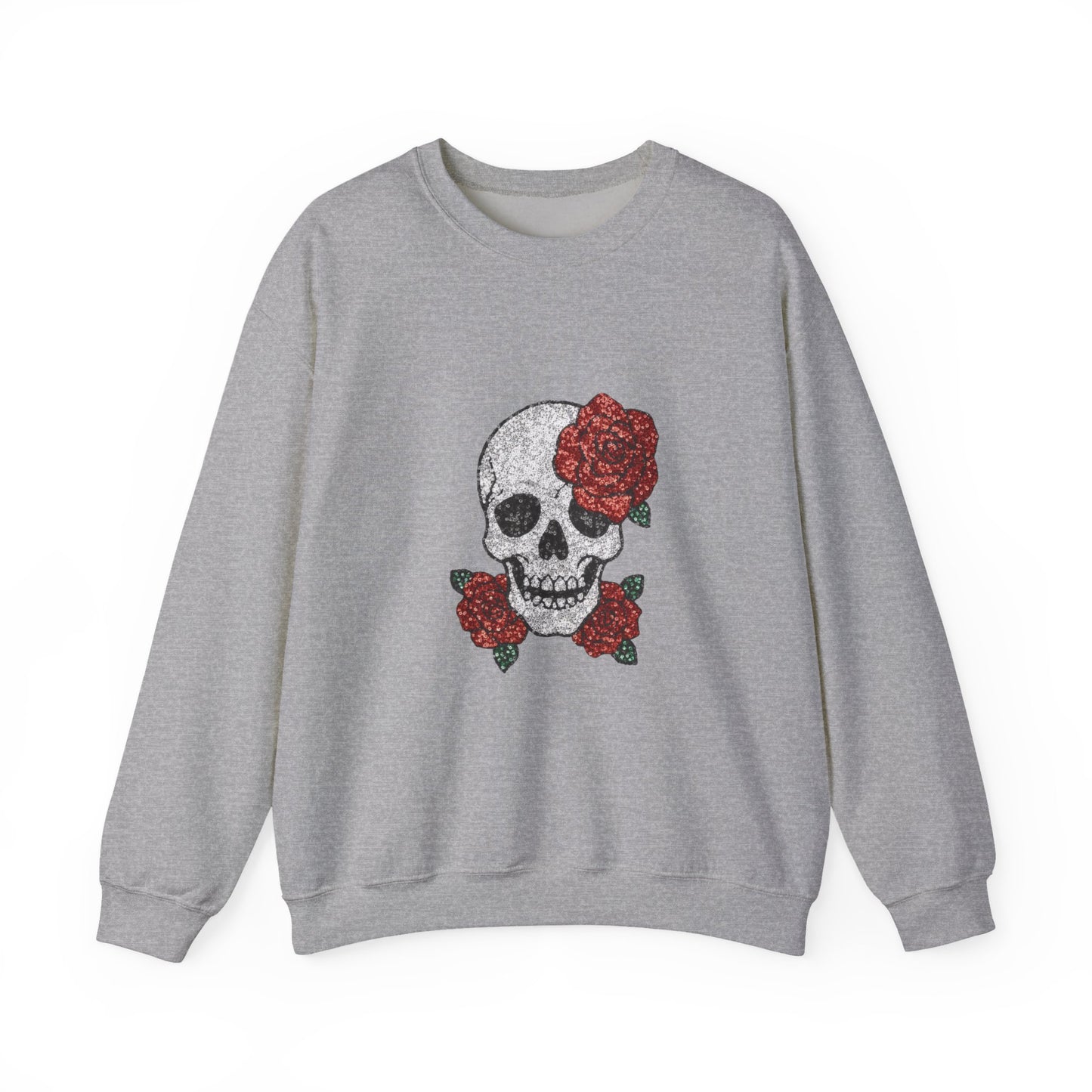 Skull & Roses Sweatshirt - Unisex Heavy Blend Crewneck, Perfect for Halloween, Casual Wear, and Unique Gifts