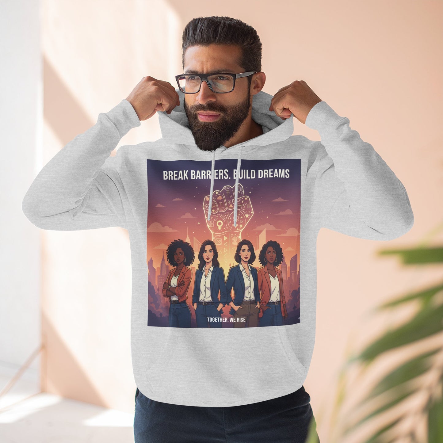 Empowering Women's Three-Panel Fleece Hoodie - Cozy, Inspirational Apparel for Dream Chasers, Gift for Her, Motivational Clothing.