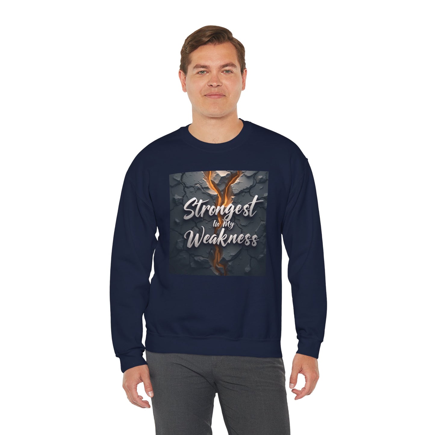 Strongest in My Weakness Sweatshirt | Cozy Unisex Crewneck | Inspirational Gift for Friends, Self-Care, Motivational Wear, Warm Layer